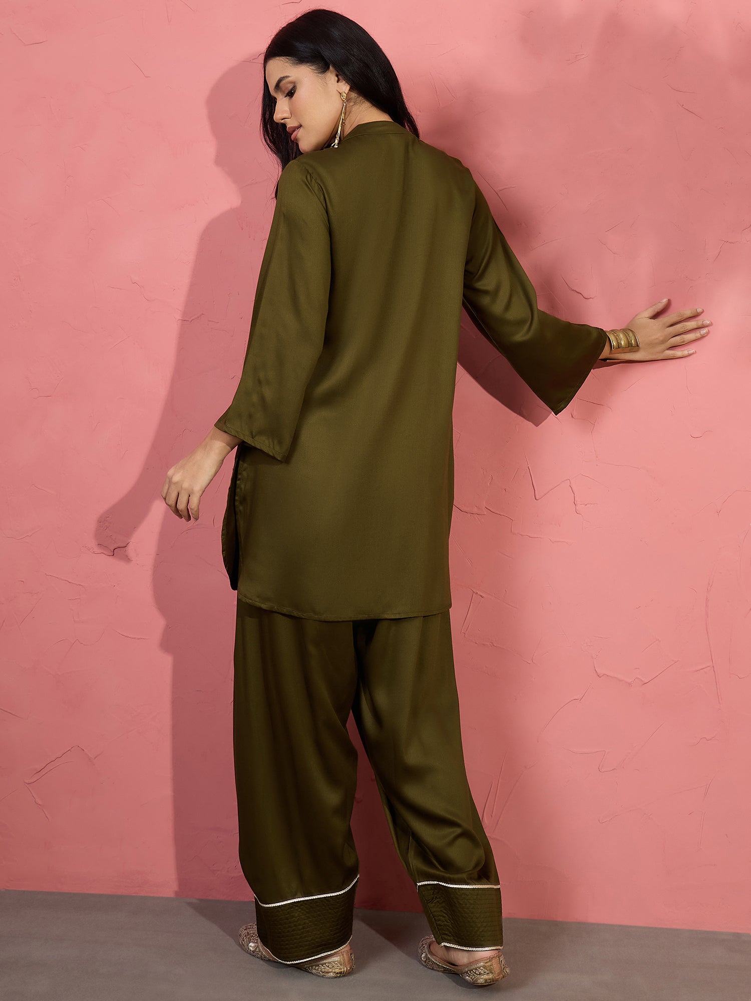 Mehandi Green Patch Work Kurta Salwar Set (To be dispatched in 7 -10 days)