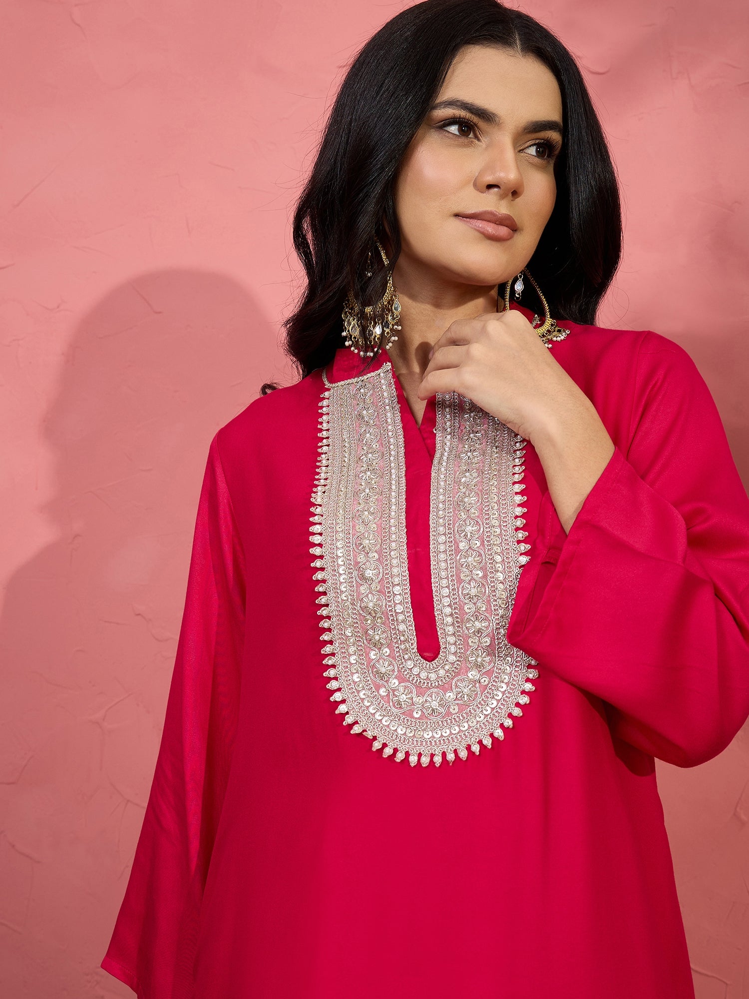 Pink Patch Work Kurta Salwar Set (To be dispatched in 7 -10 days)