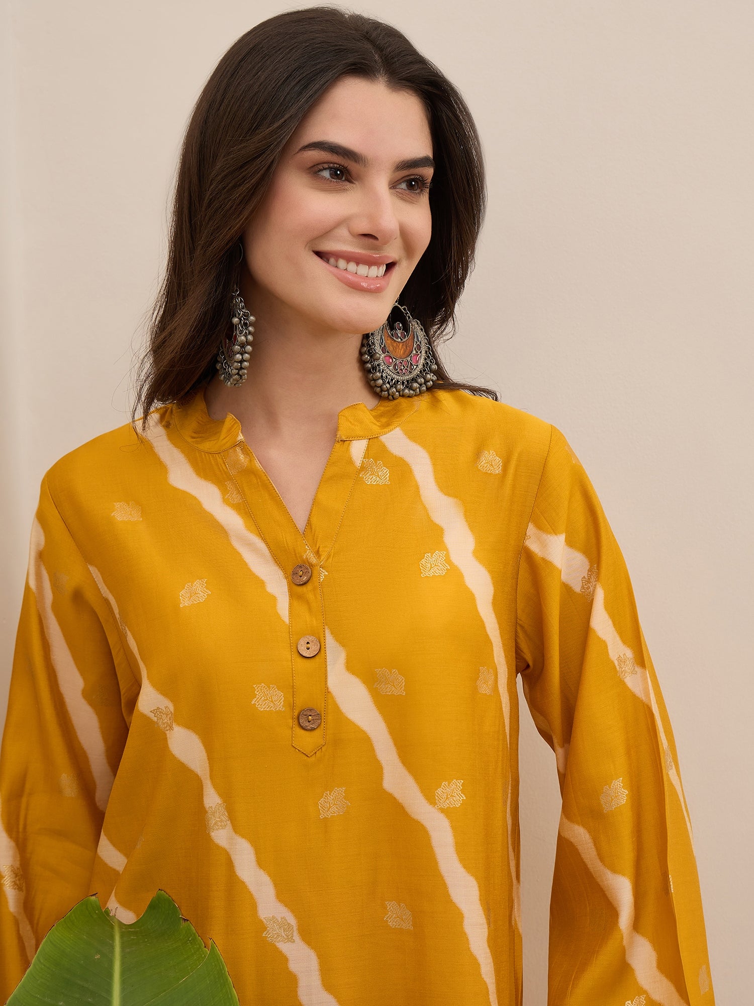 Yellow Leheriya Kurta Fuchsia Salwar Set (To be dispatched in 7 -10 days)