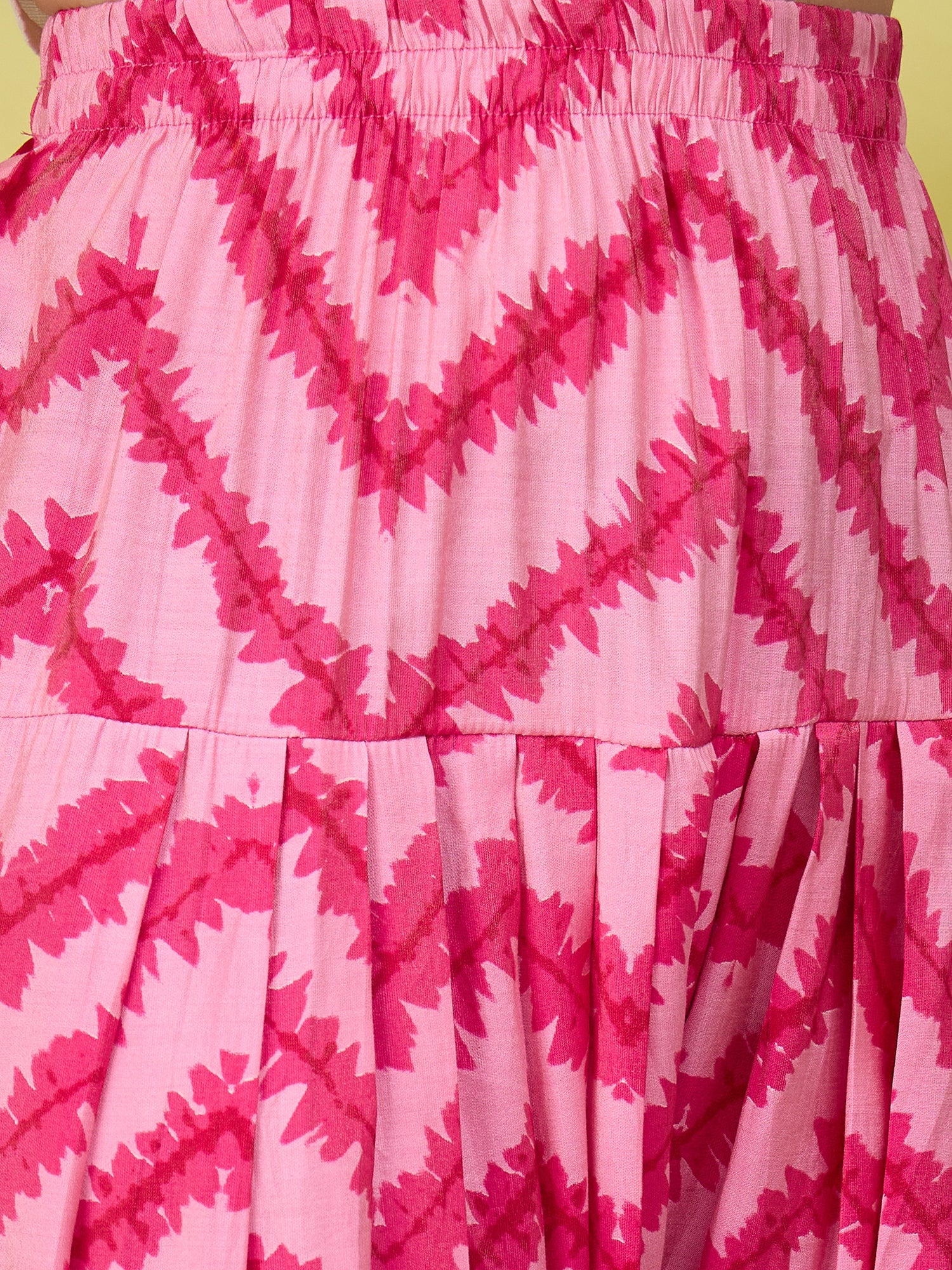 White Kurta Pink Chevron Print Salwar Set (To be dispatched in 7 -10 days)