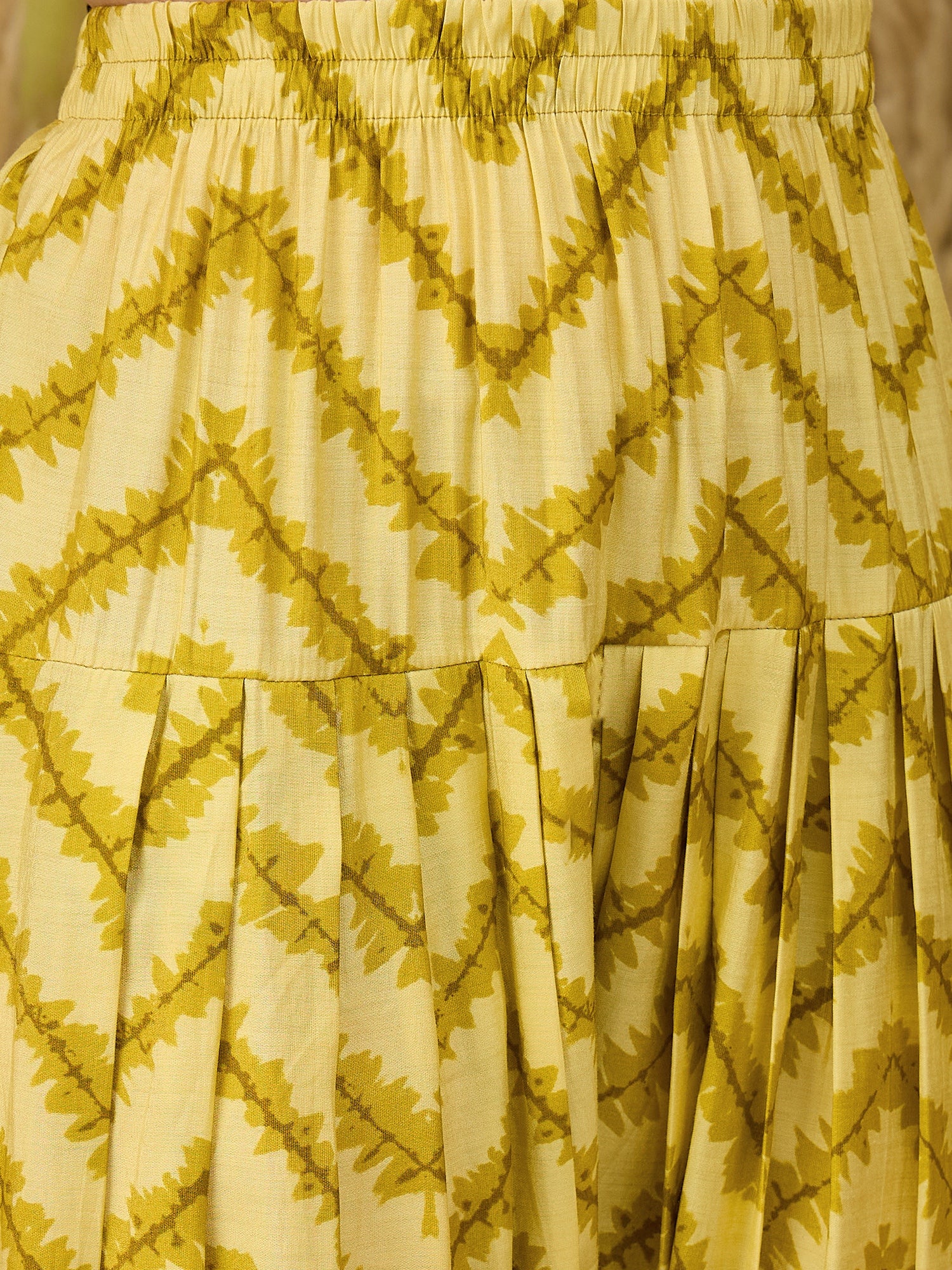 White Kurta Yellow Chevron Print Salwar Set (To be dispatched in 7 -10 days)