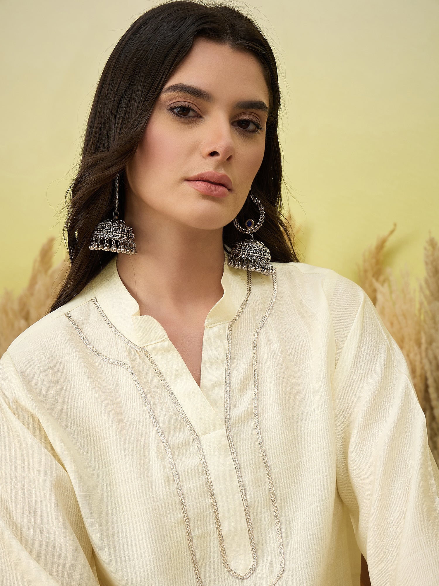 White Kurta Voilet Chevron Print Salwar Set (To be dispatched in 7 -10 days)