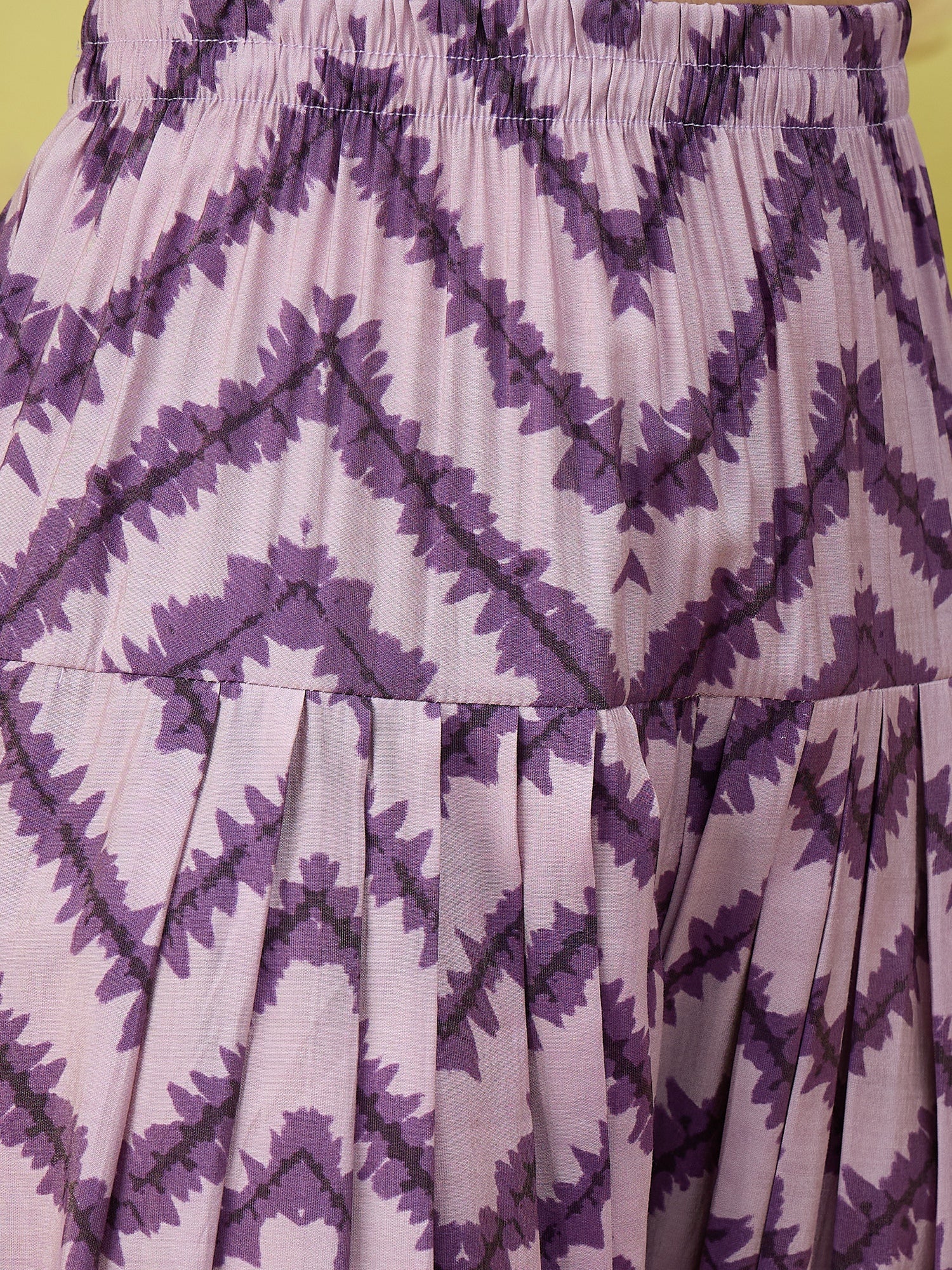 White Kurta Voilet Chevron Print Salwar Set (To be dispatched in 7 -10 days)