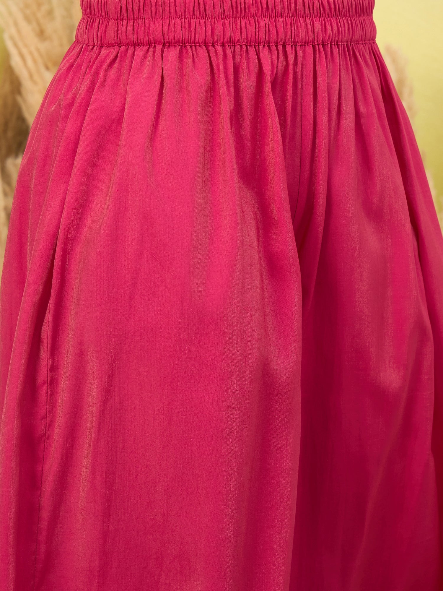 Pink Round Neck Kurta Short Palazzo Set (To be dispatched in 7 -10 days)