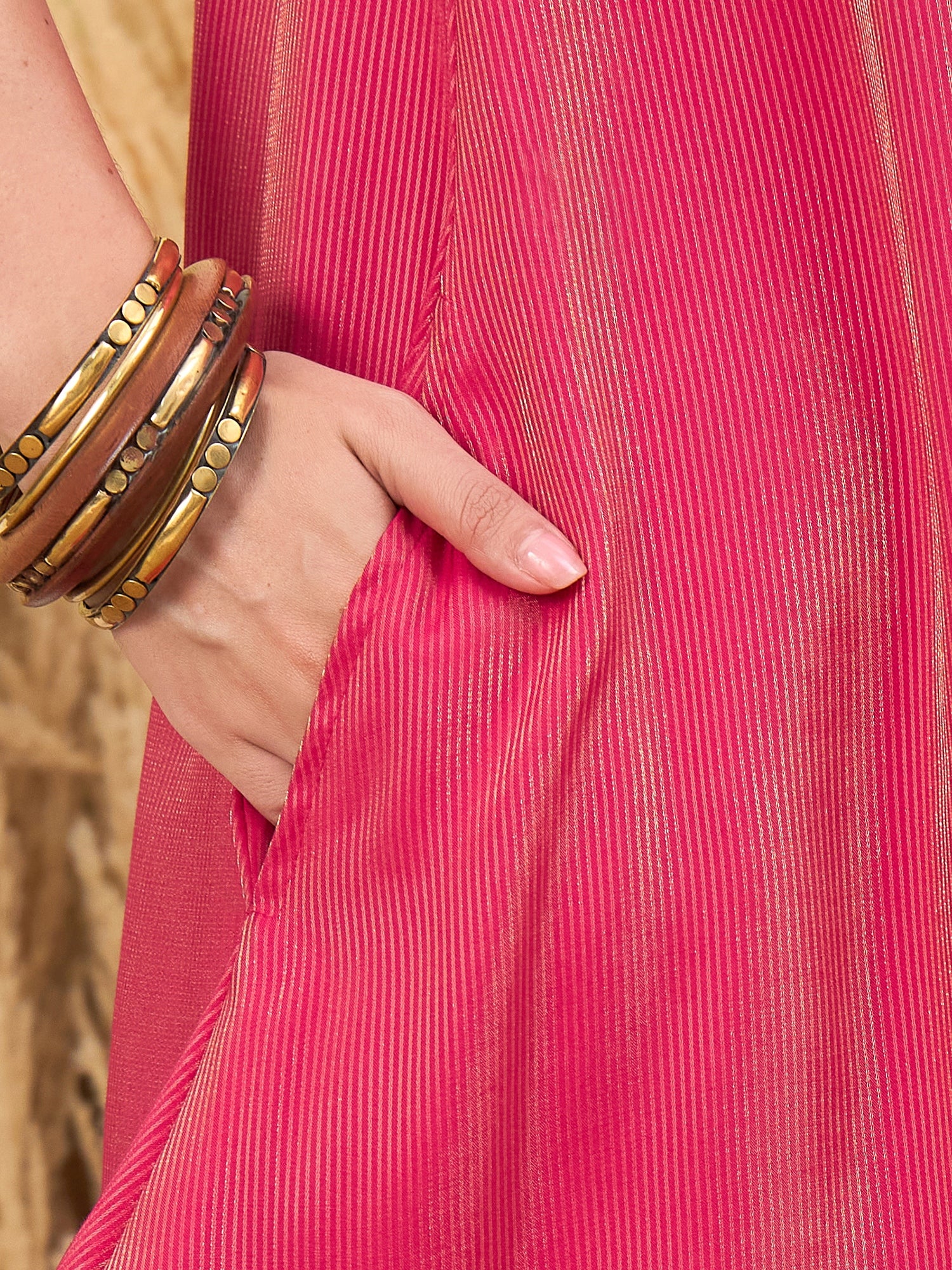 Pink Round Neck Kurta Short Palazzo Set (To be dispatched in 7 -10 days)