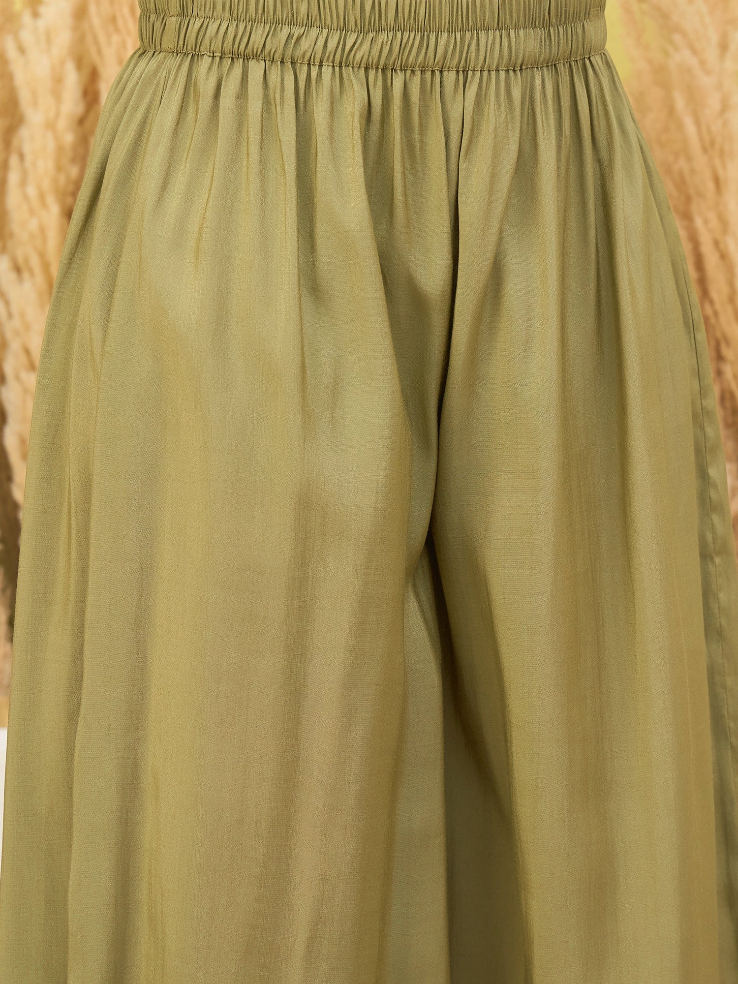 Light Green Round Neck Kurta Short Palazzo Set (To be dispatched in 7 -10 days)