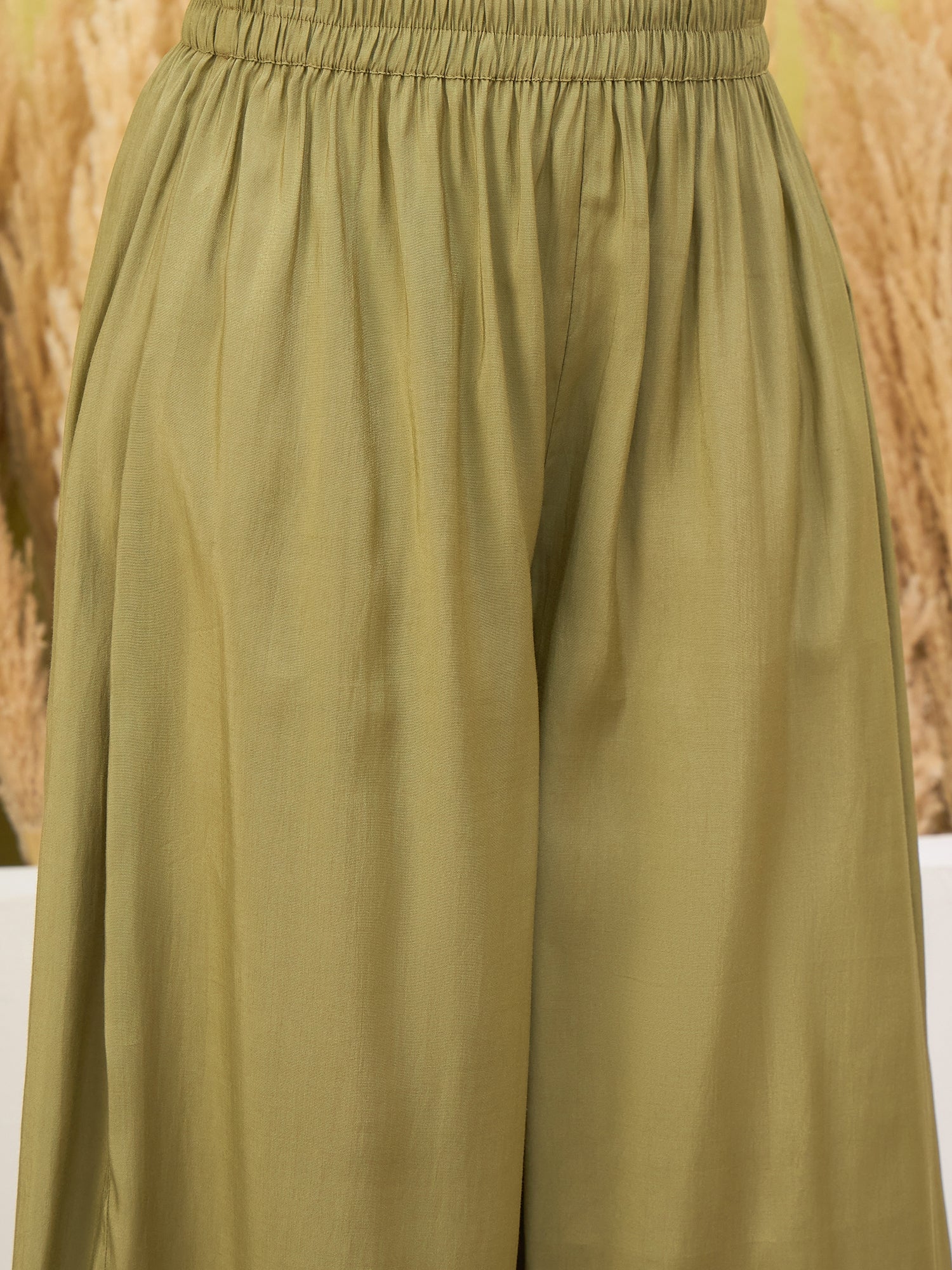 Light Green V Neck Flared Kurta Set (To be dispatched in 7 -10 days)
