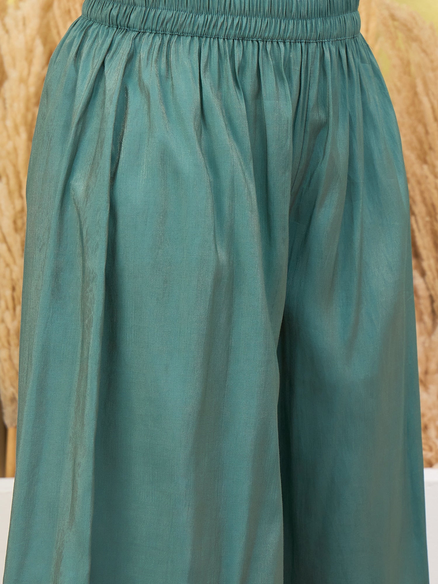 Dusty Teal V Neck Flared Kurta  Set (To be dispatched in 7 -10 days)