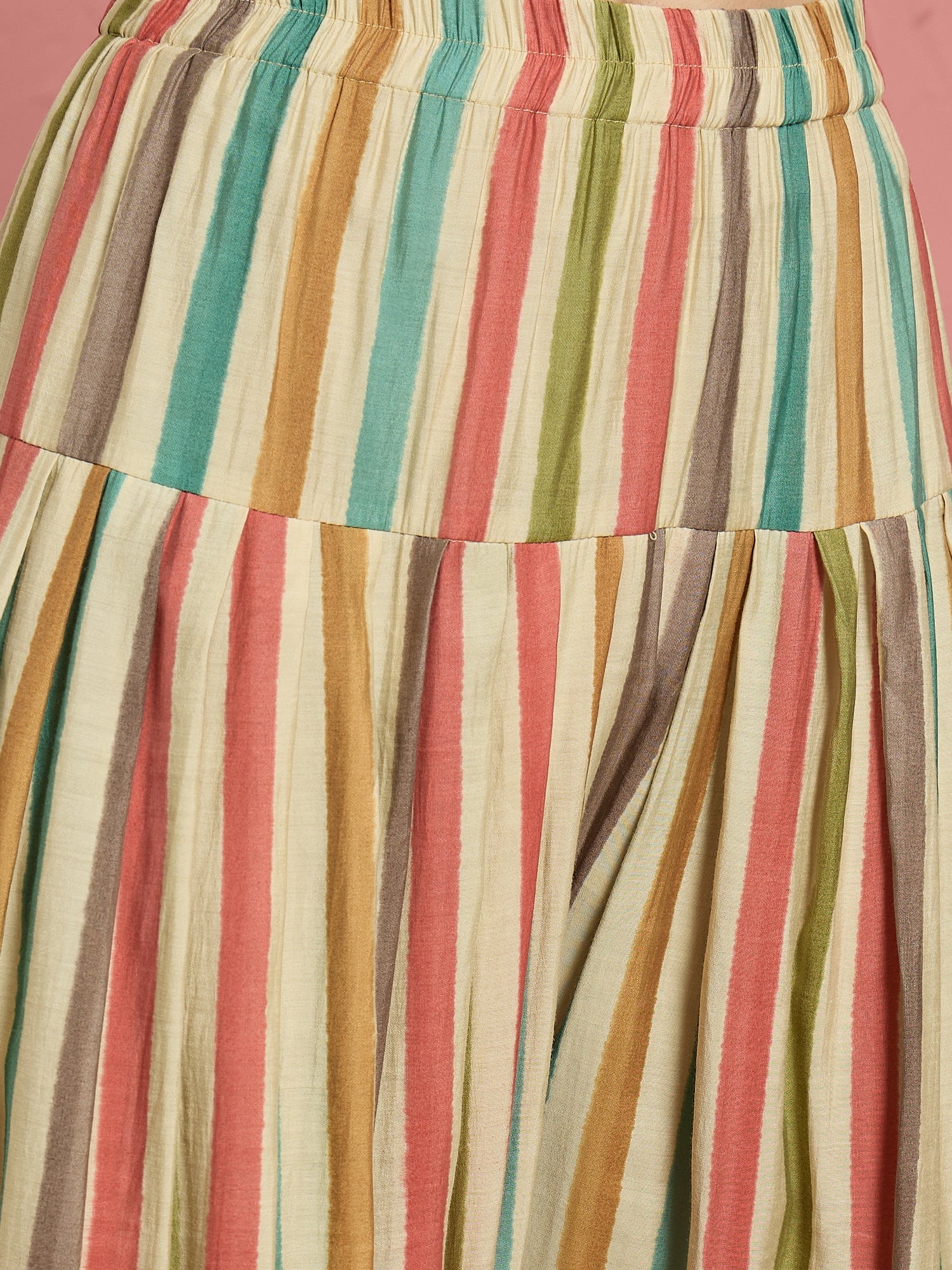 Blue Printed Kurta Multi Stripes Salwar Set (To be dispatched in 7 -10 days)