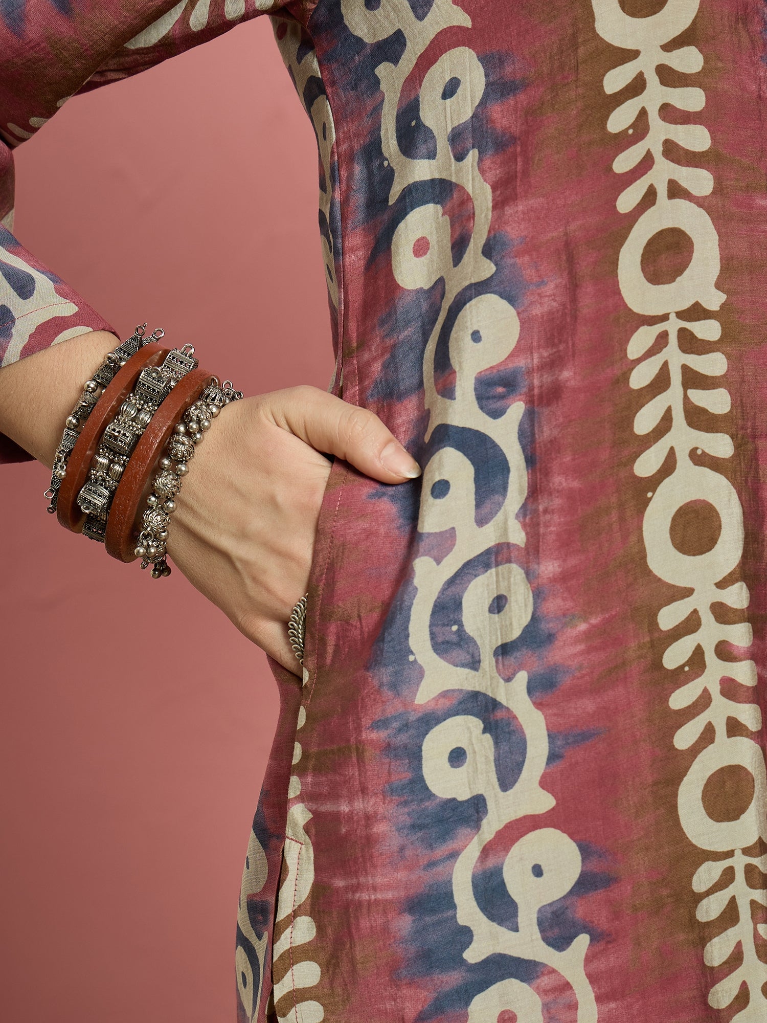Blue Printed Kurta Multi Stripes Salwar Set (To be dispatched in 7 -10 days)
