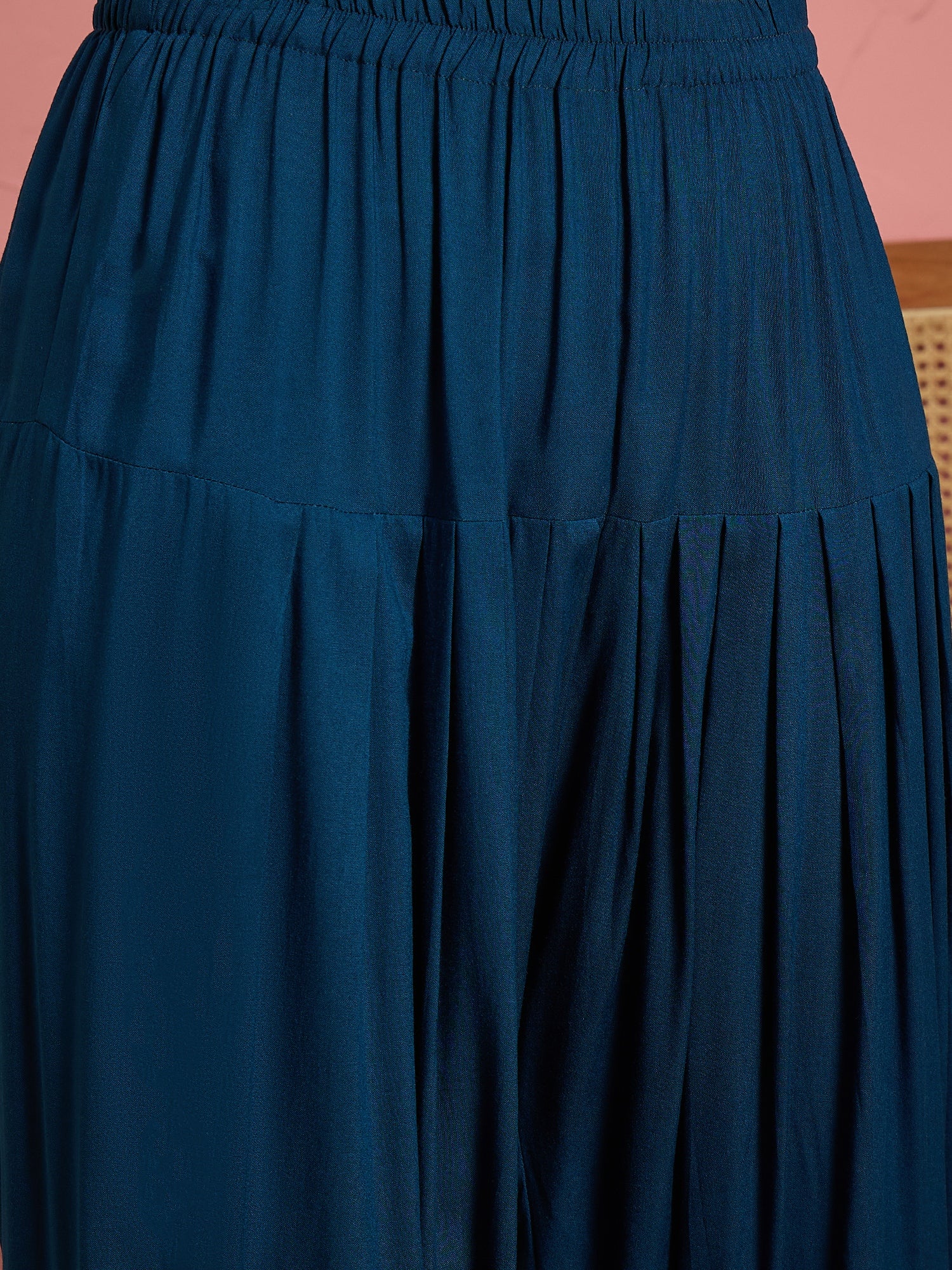 Wine Bloom Leaf Boat Neck Blue Salwar Set (To be dispatched in 7 -10 days)