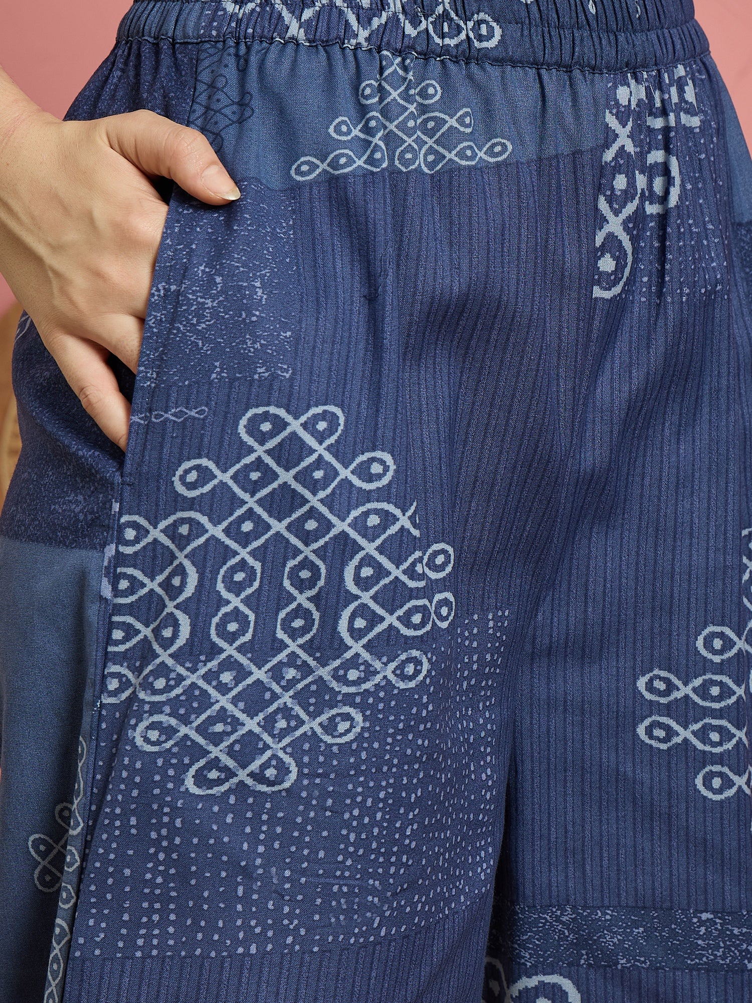 Navy Geometry Button Afghani Set (To be dispatched in 7 -10 days)