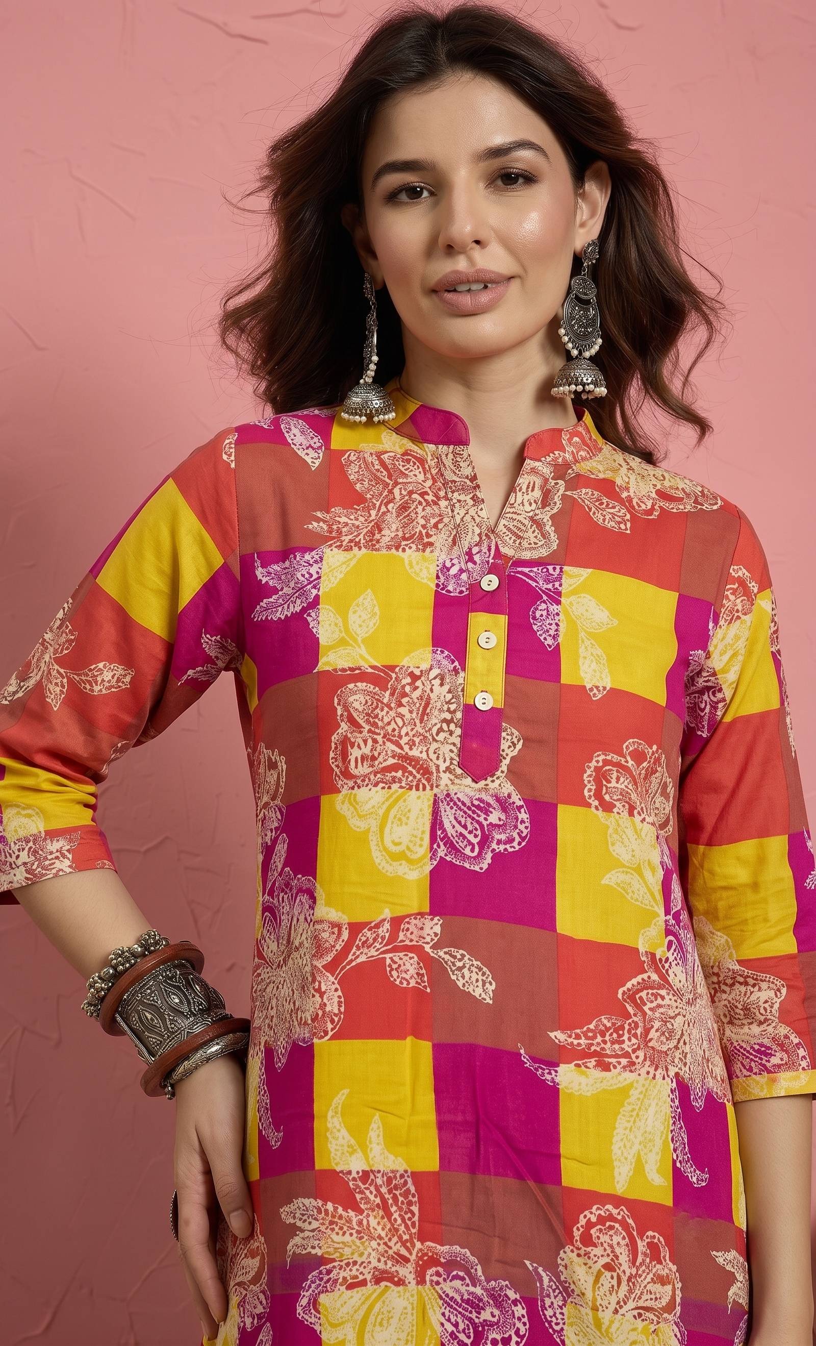 Multi Bright Print Kurta Afghani Set (To be dispatched in 7 -10 days)