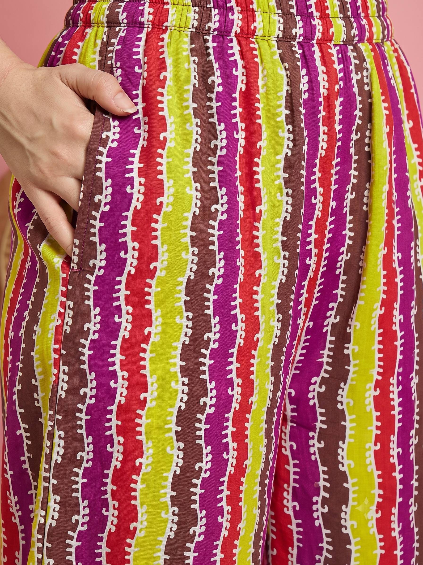 Multi Bright Print Kurta Afghani Set (To be dispatched in 7 -10 days)