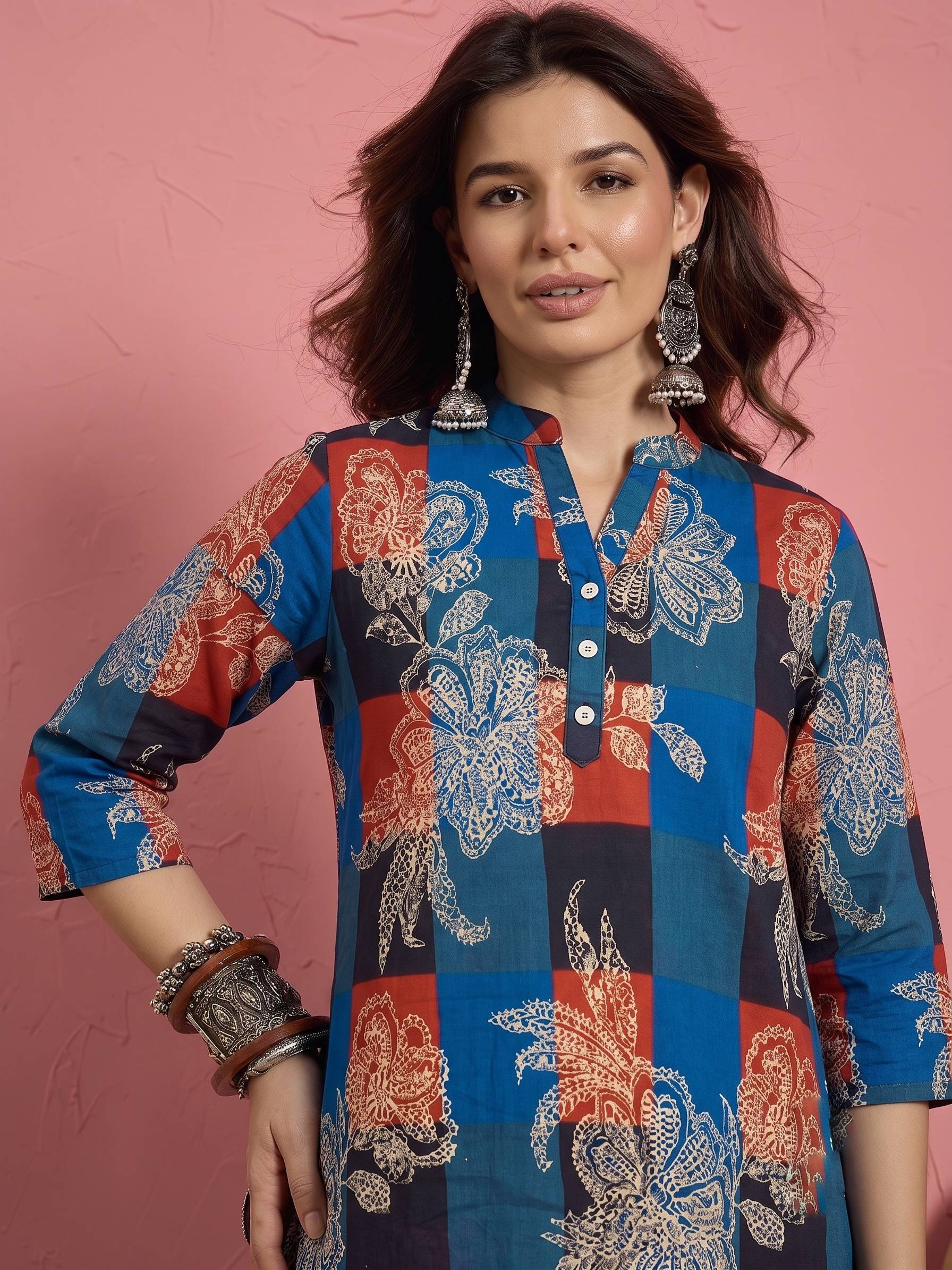 Multi Dark Print Kurta Afghani Set (To be dispatched in 7 -10 days)