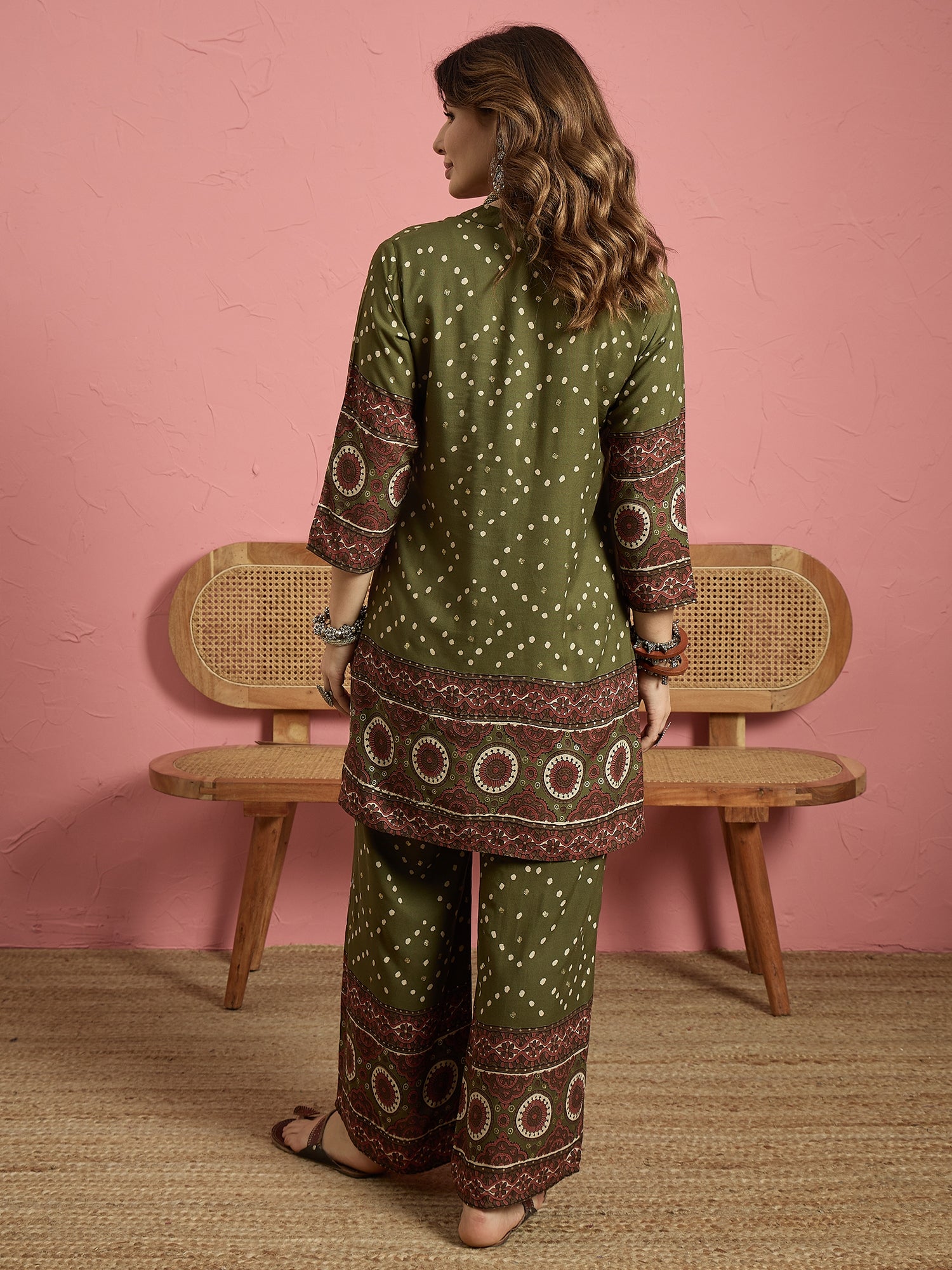 Green Dot Print Border Coord Set (To be dispatched in 7 -10 days)