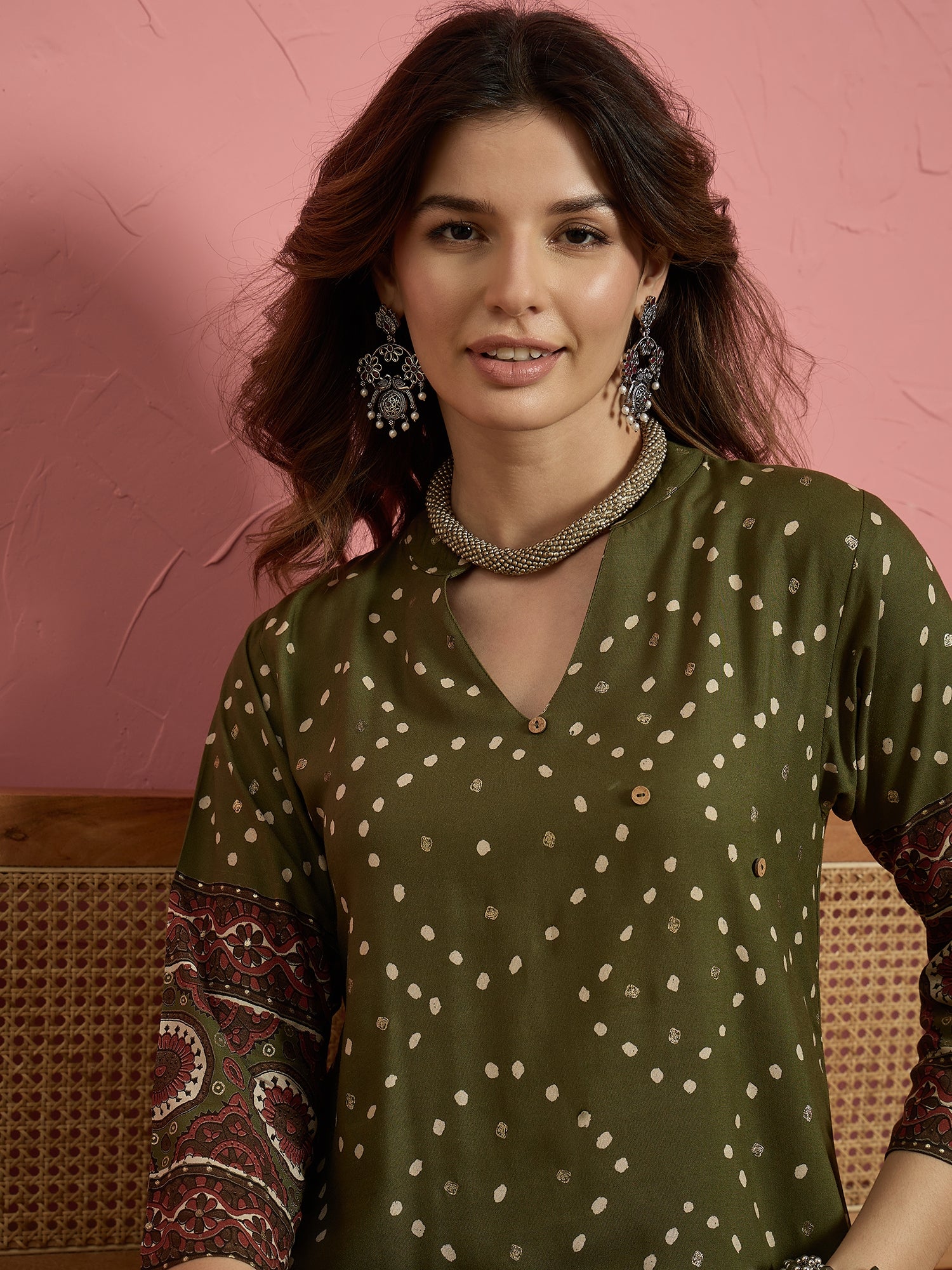 Green Dot Print Border Coord Set (To be dispatched in 7 -10 days)