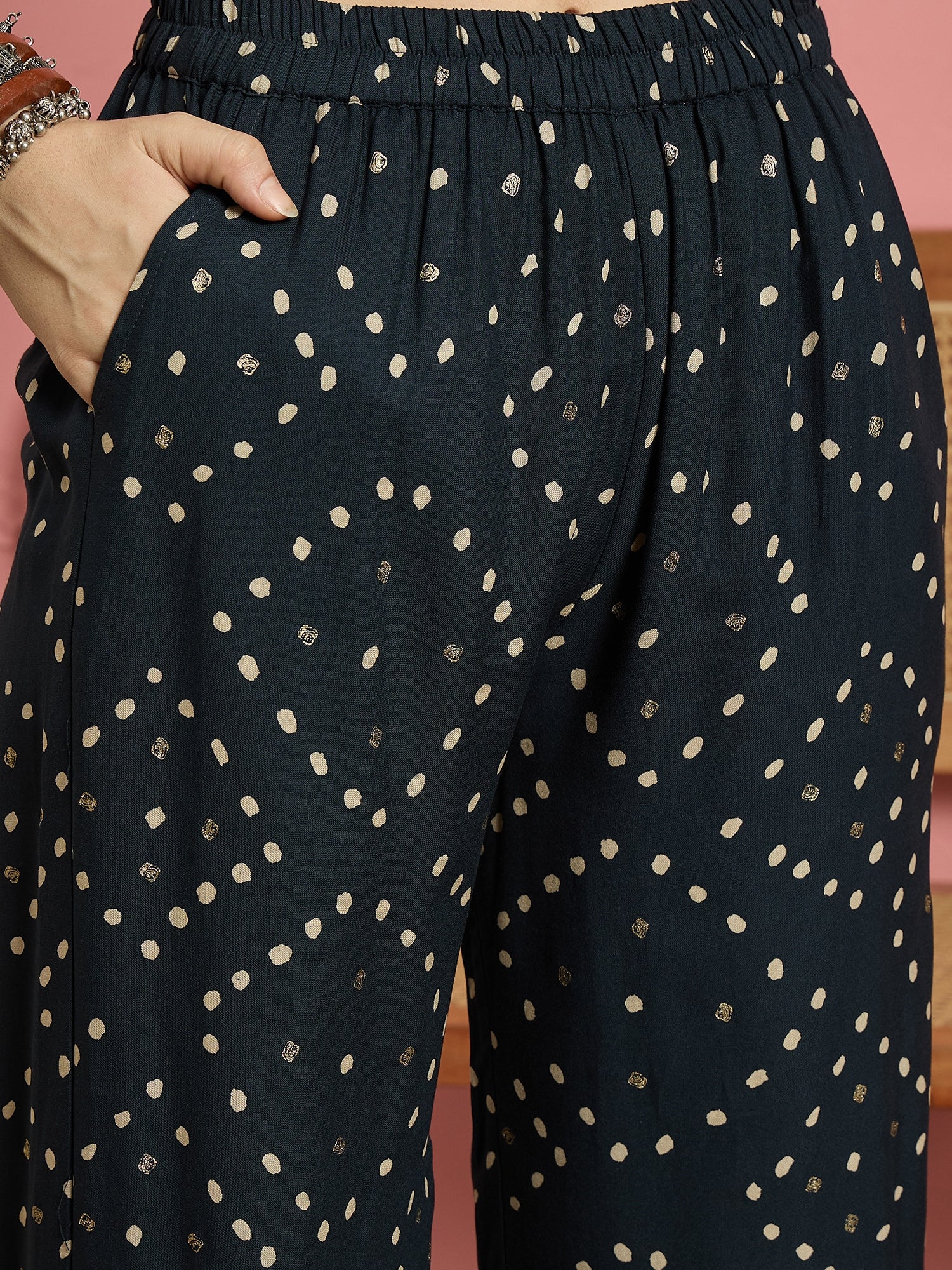 Teal Dot Print Border Coord Set (To be dispatched in 7 -10 days)