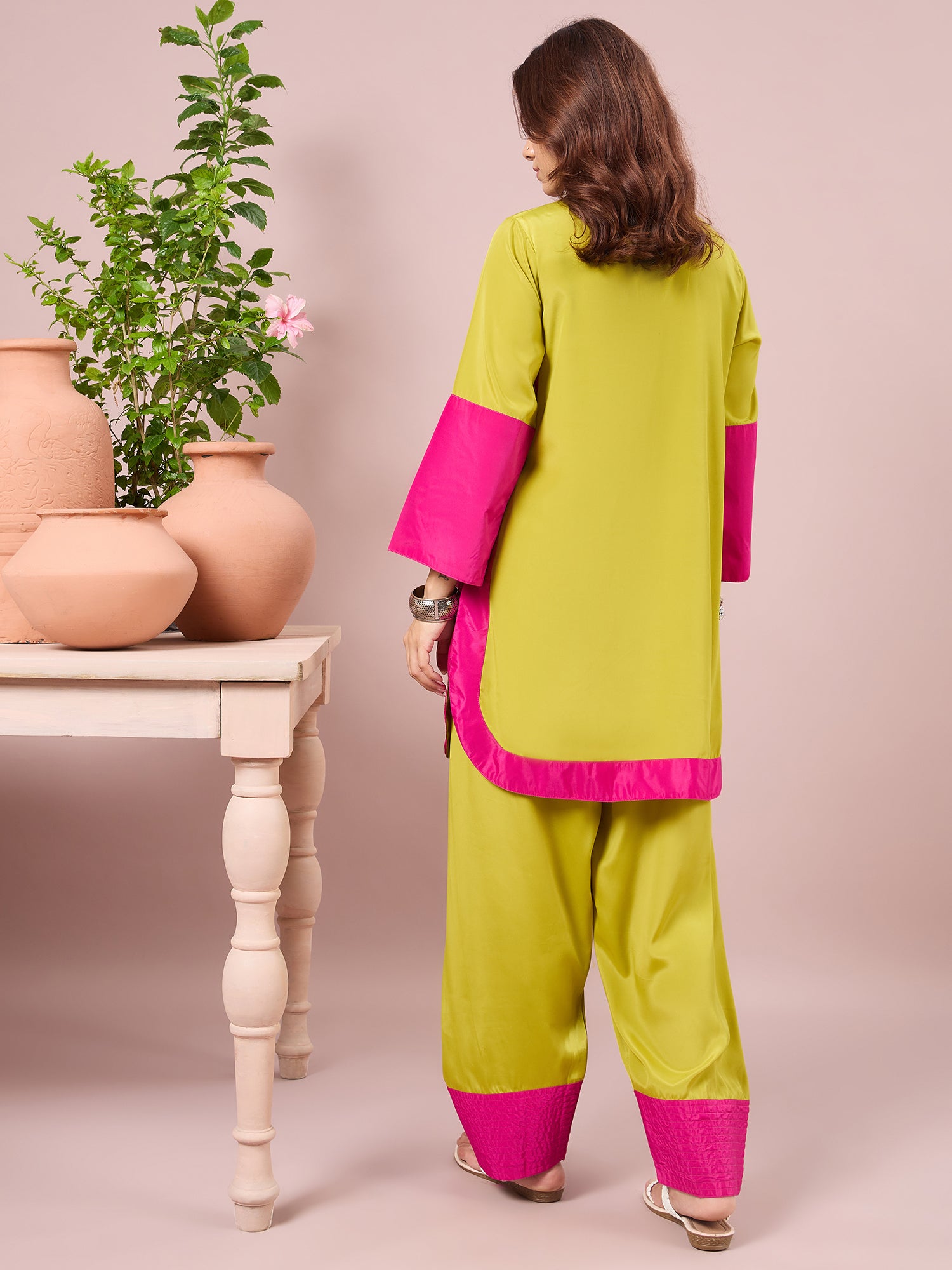 Lime Contrast Kurta Salwar Set (To be dispatched in 7 -10 days)