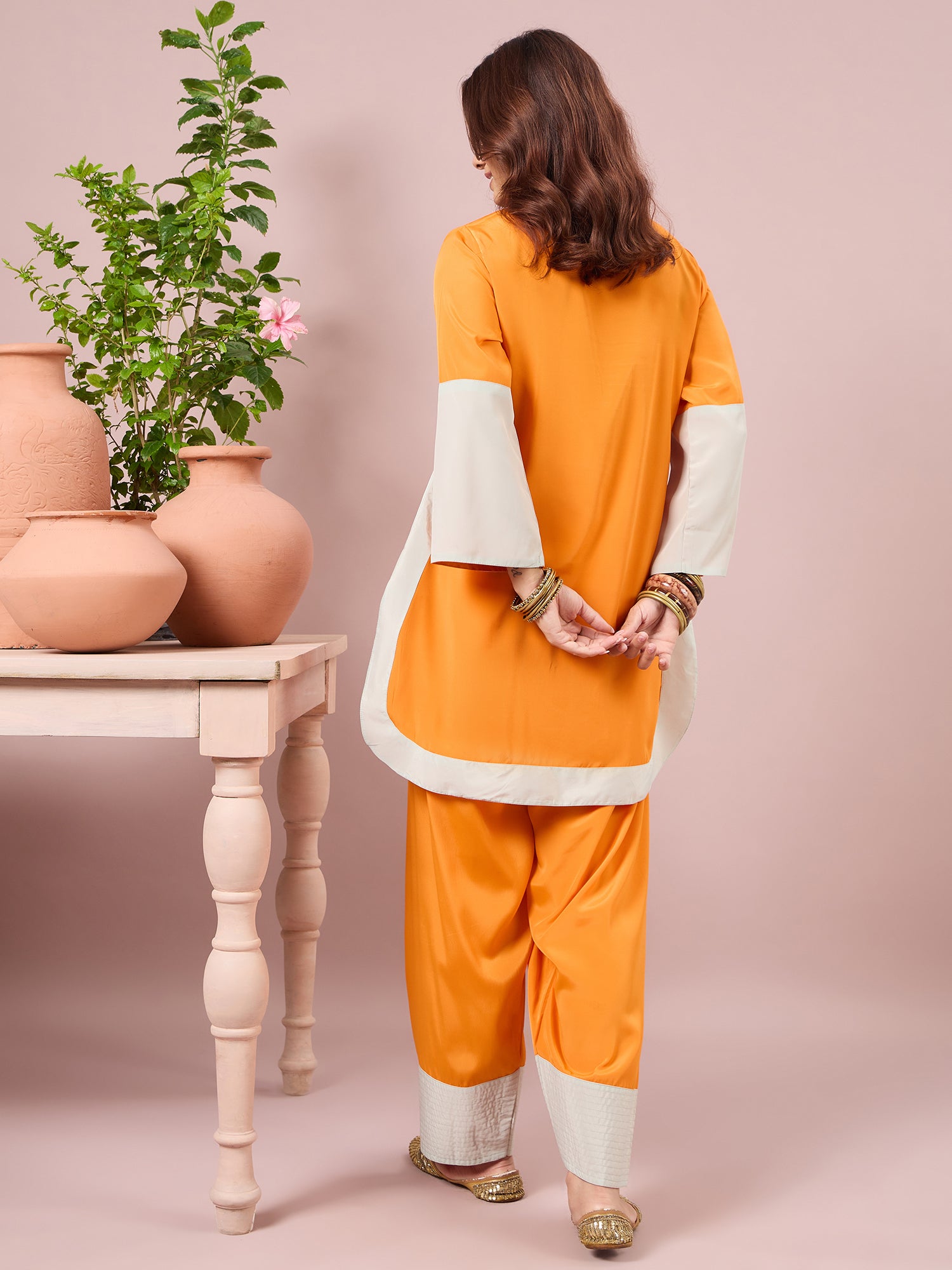 Orange Contrast Kurta Salwar Set (To be dispatched in 7 -10 days)