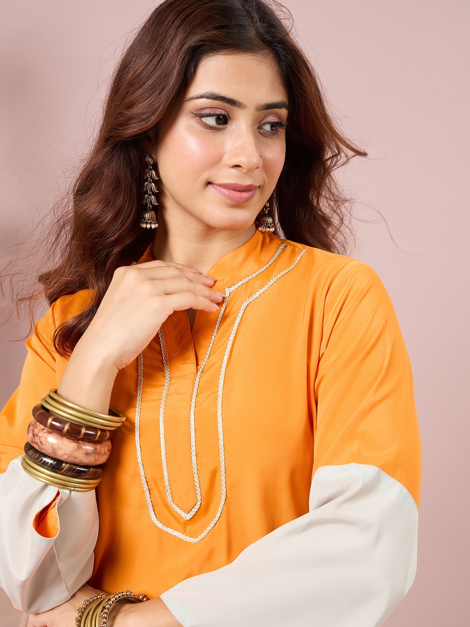 Orange Contrast Kurta Salwar Set (To be dispatched in 7 -10 days)
