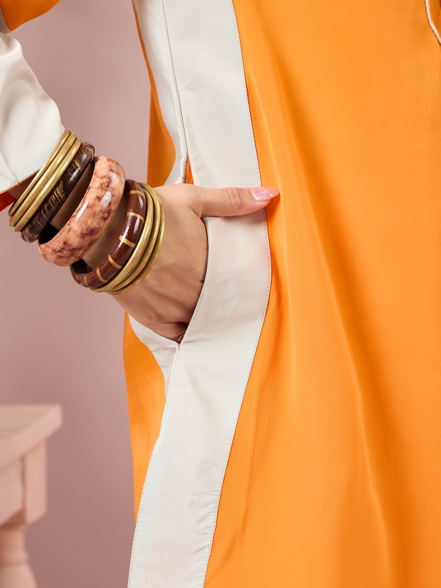 Orange Contrast Kurta Salwar Set (To be dispatched in 7 -10 days)