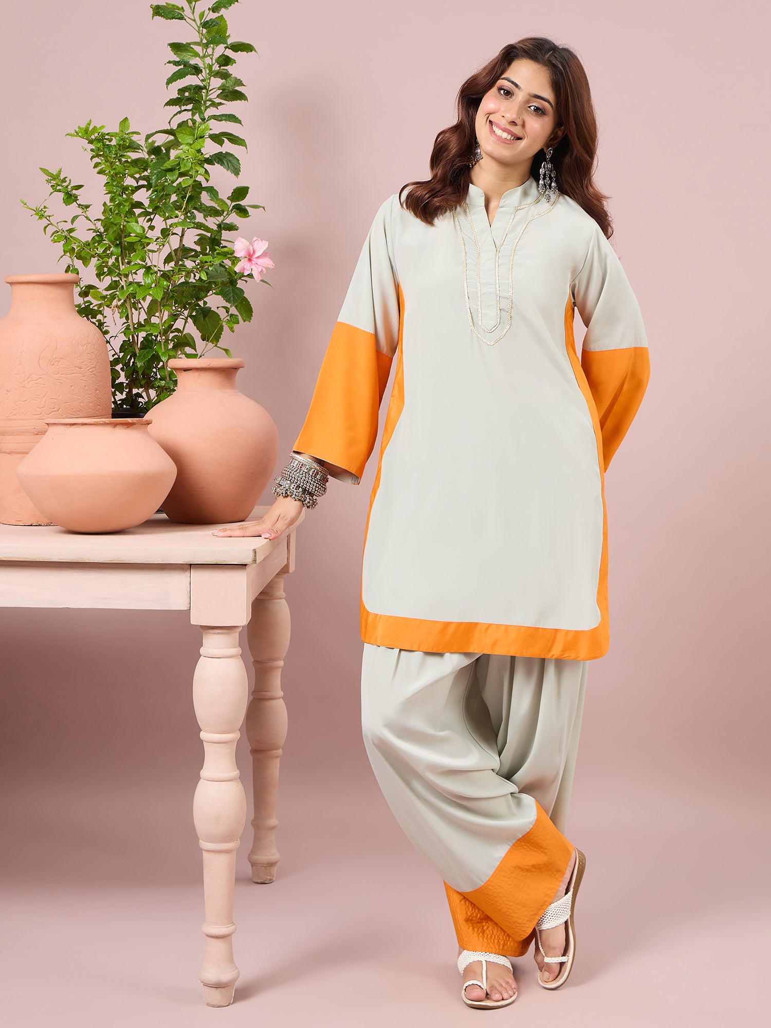 Mint Green Contrast Kurta Salwar Set (To be dispatched in 7 -10 days)