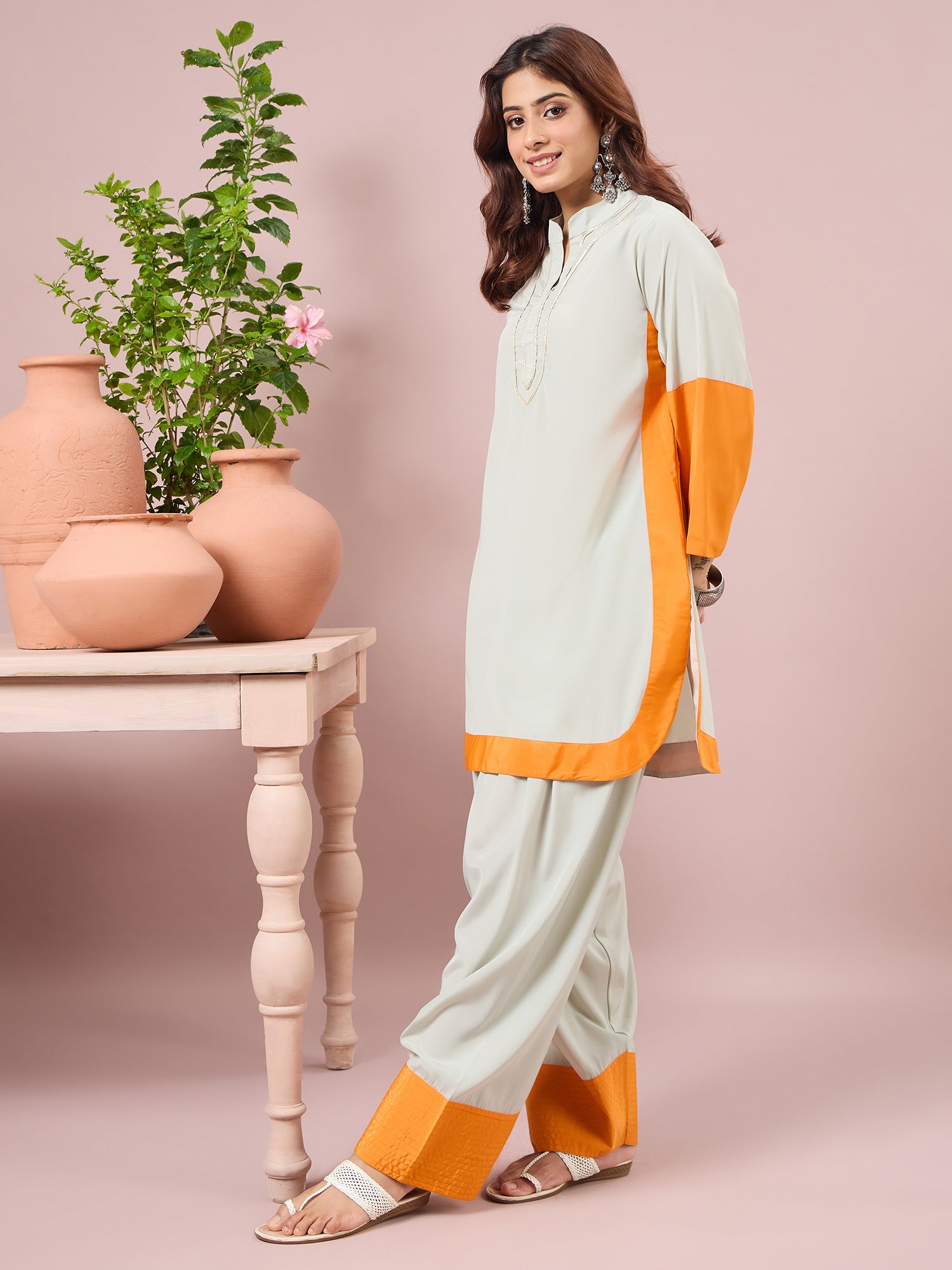 Mint Green Contrast Kurta Salwar Set (To be dispatched in 7 -10 days)