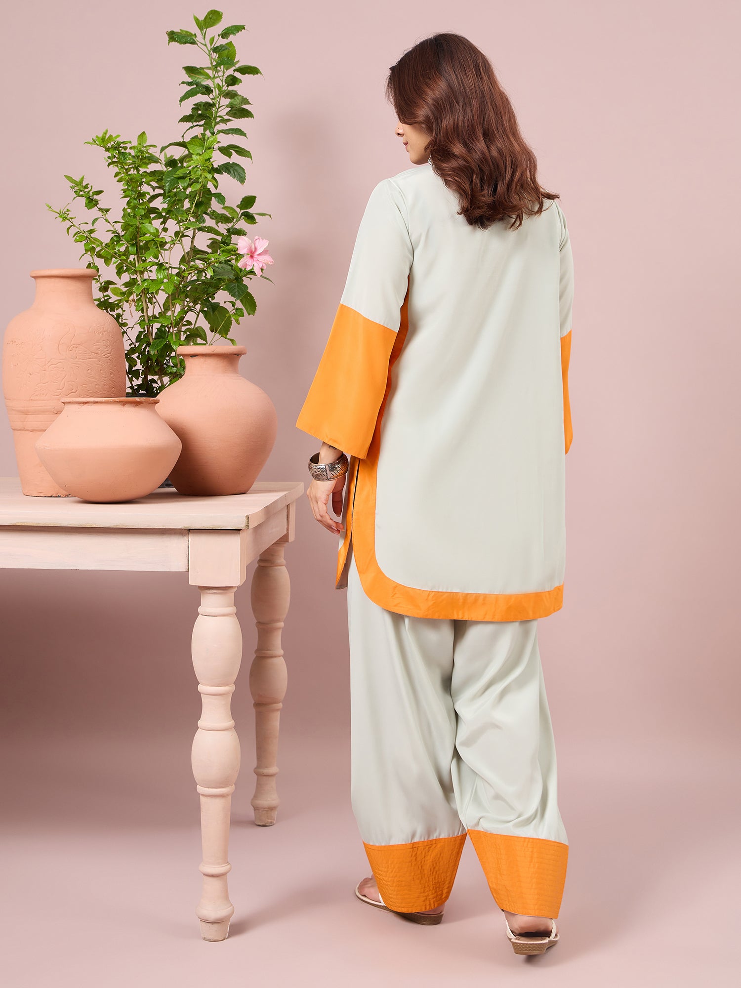 Mint Green Contrast Kurta Salwar Set (To be dispatched in 7 -10 days)