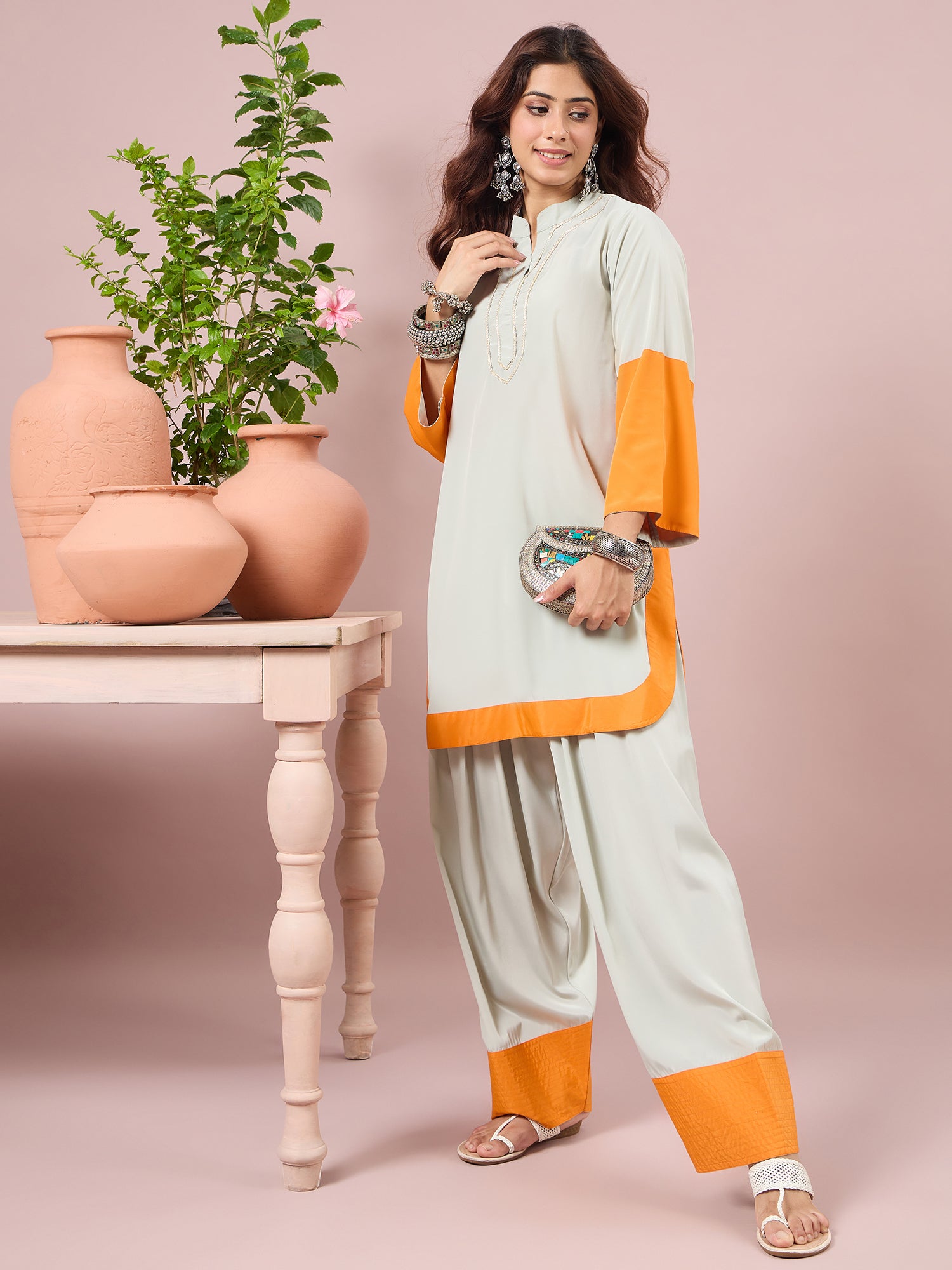 Mint Green Contrast Kurta Salwar Set (To be dispatched in 7 -10 days)