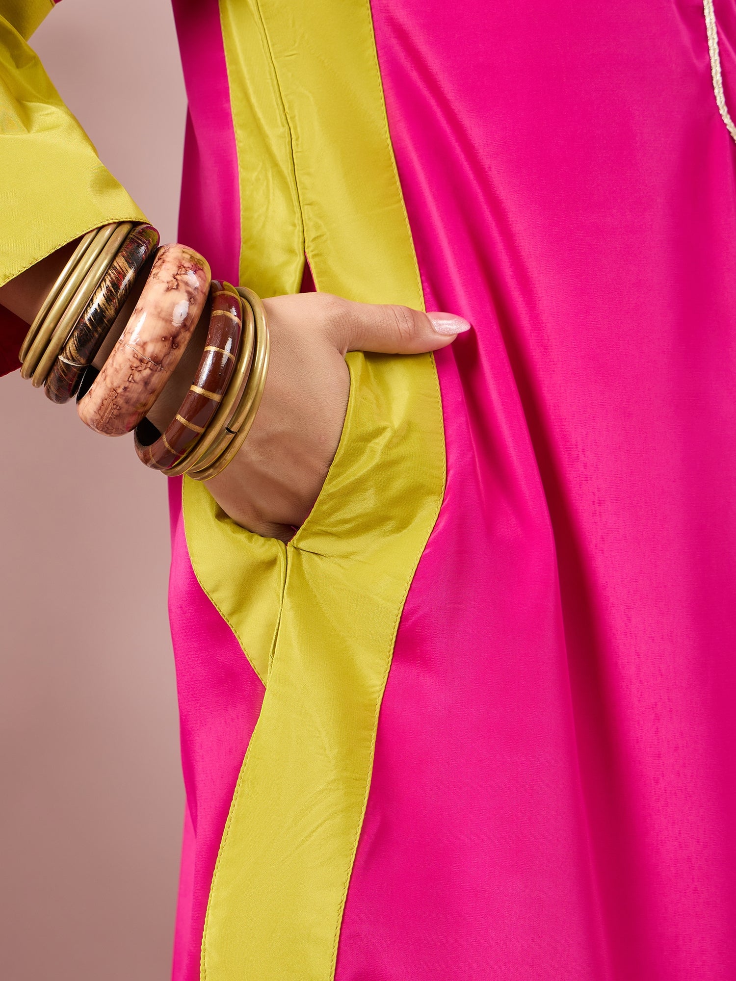 Magenta Contrast Kurta Salwar Set (To be dispatched in 7 -10 days)