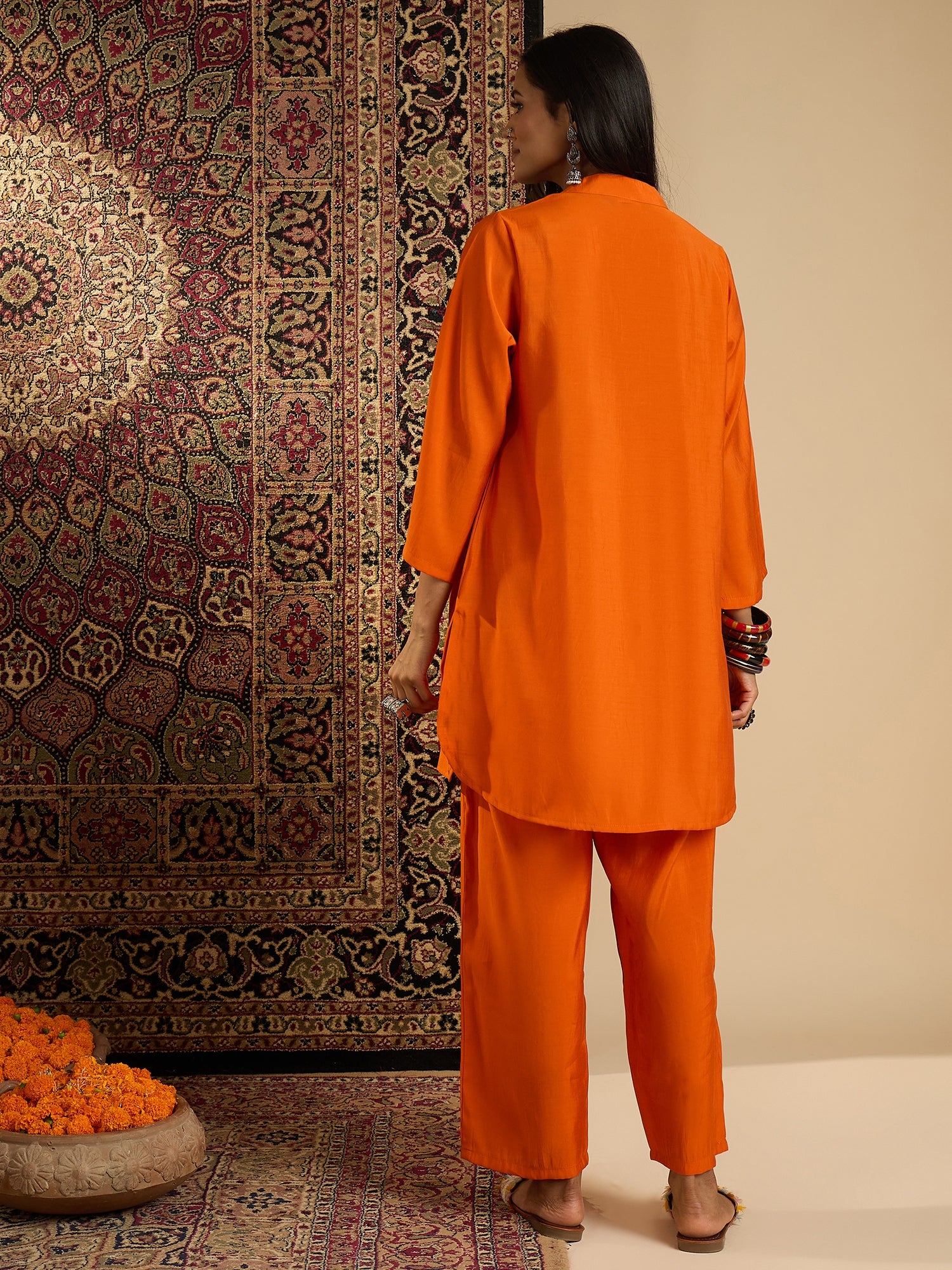 Kesariya Gul Kurta Pant Set (To be dispatched in 7 -10 days)