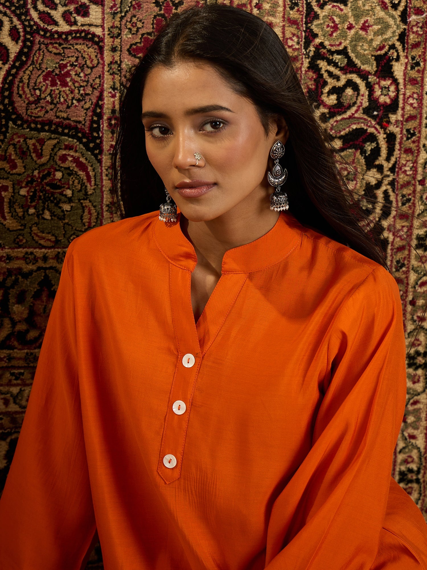 Kesariya Gul Kurta Pant Set (To be dispatched in 7 -10 days)