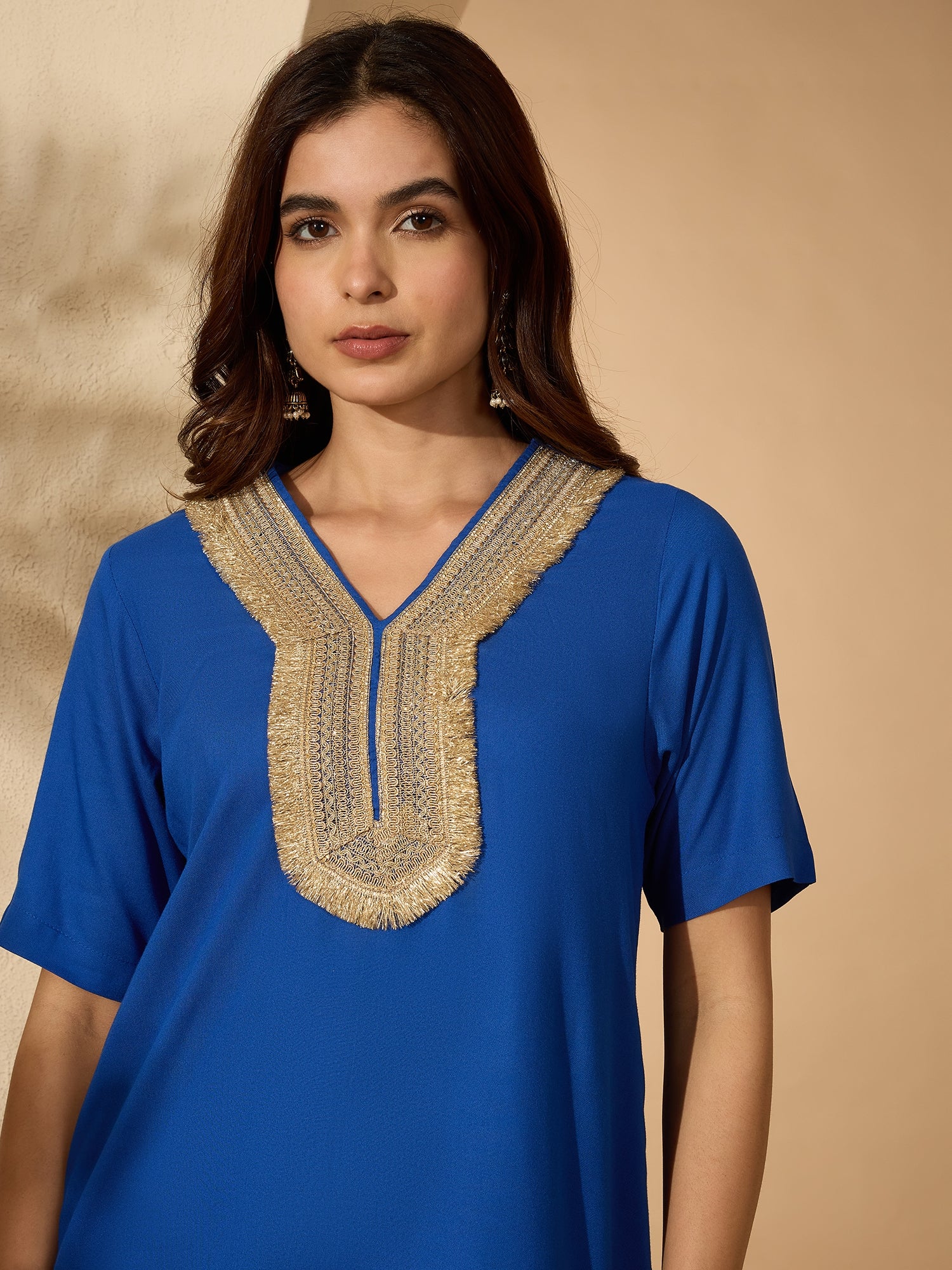 Ink Blue Aline Gota Work Kurta Pant Set