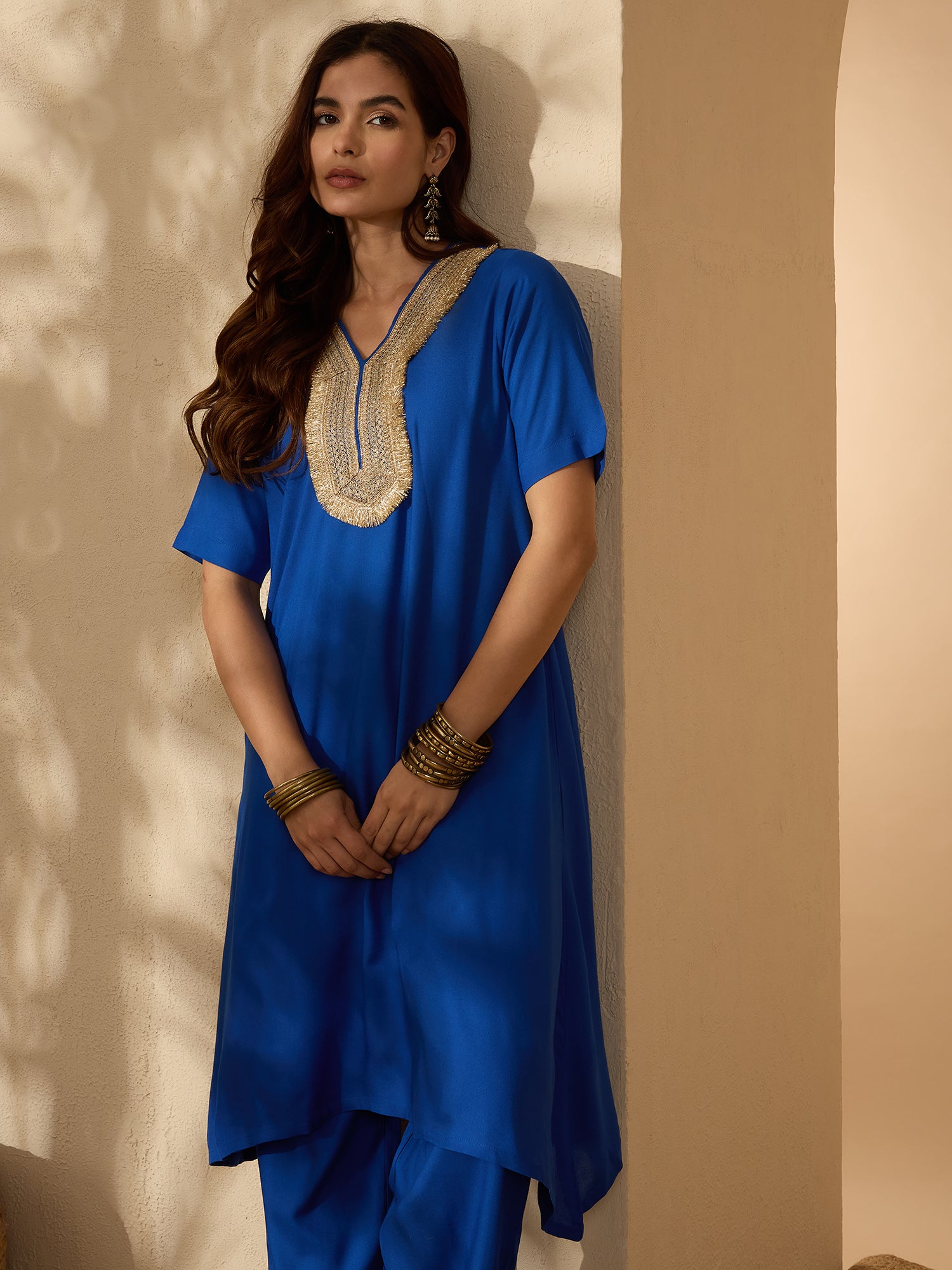 Ink Blue Aline Gota Work Kurta Pant Set