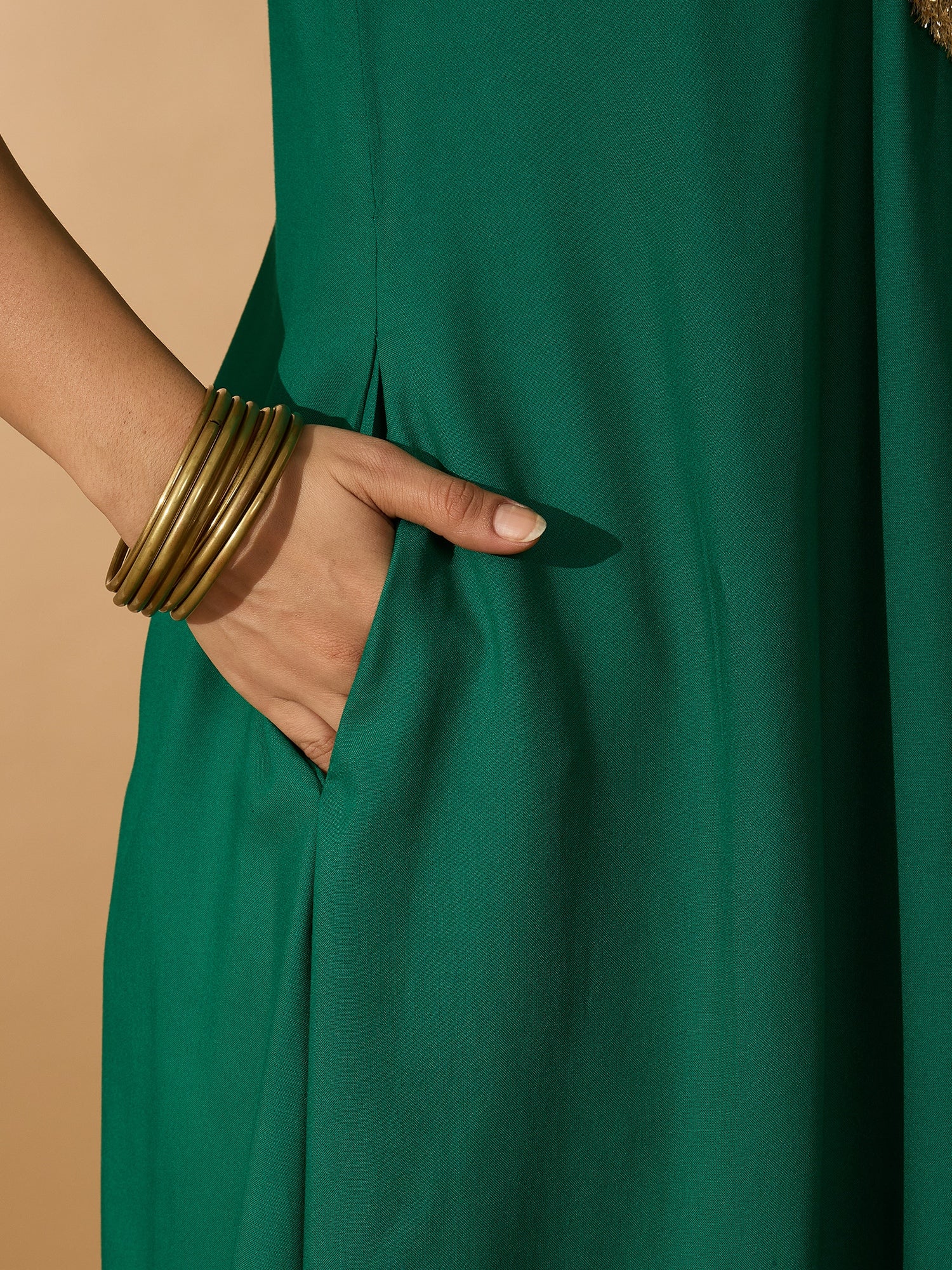 Green Aline Gota Work Kurta Pant Set
