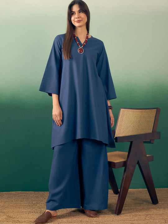 Midnight Blue Kurta Palazzo Set