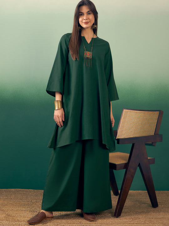 Dark Green Kurta Palazzo Set
