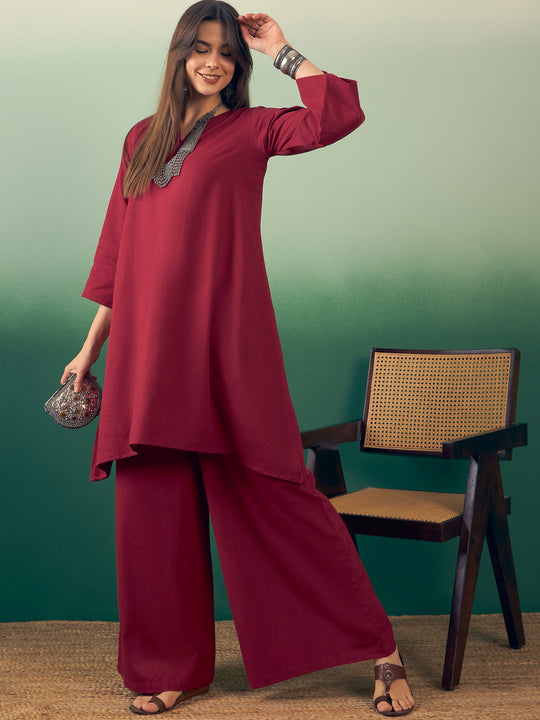 Burgundy Kurta Palazzo Set