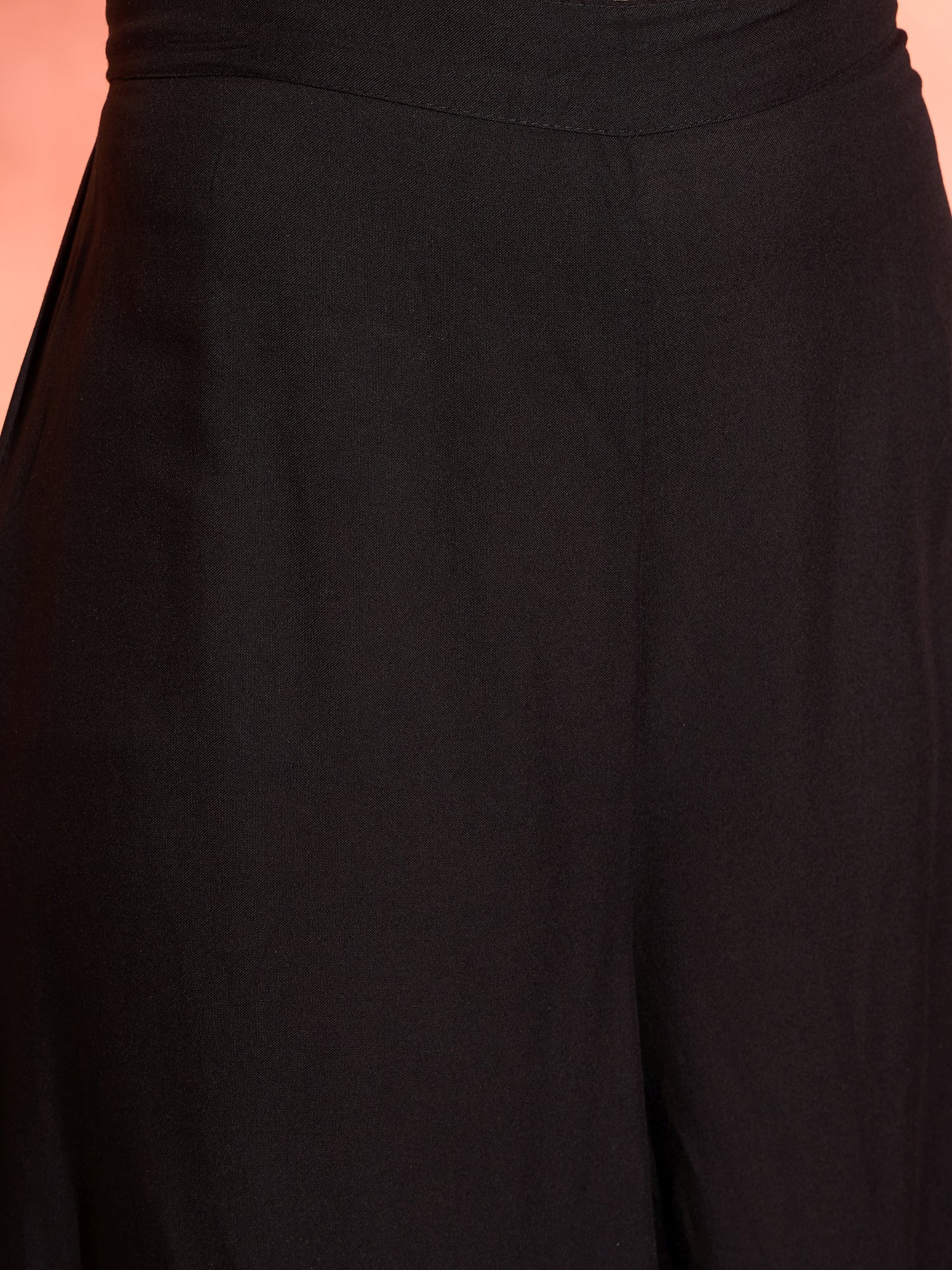 Black Manderian Neck High Low Kurta Set