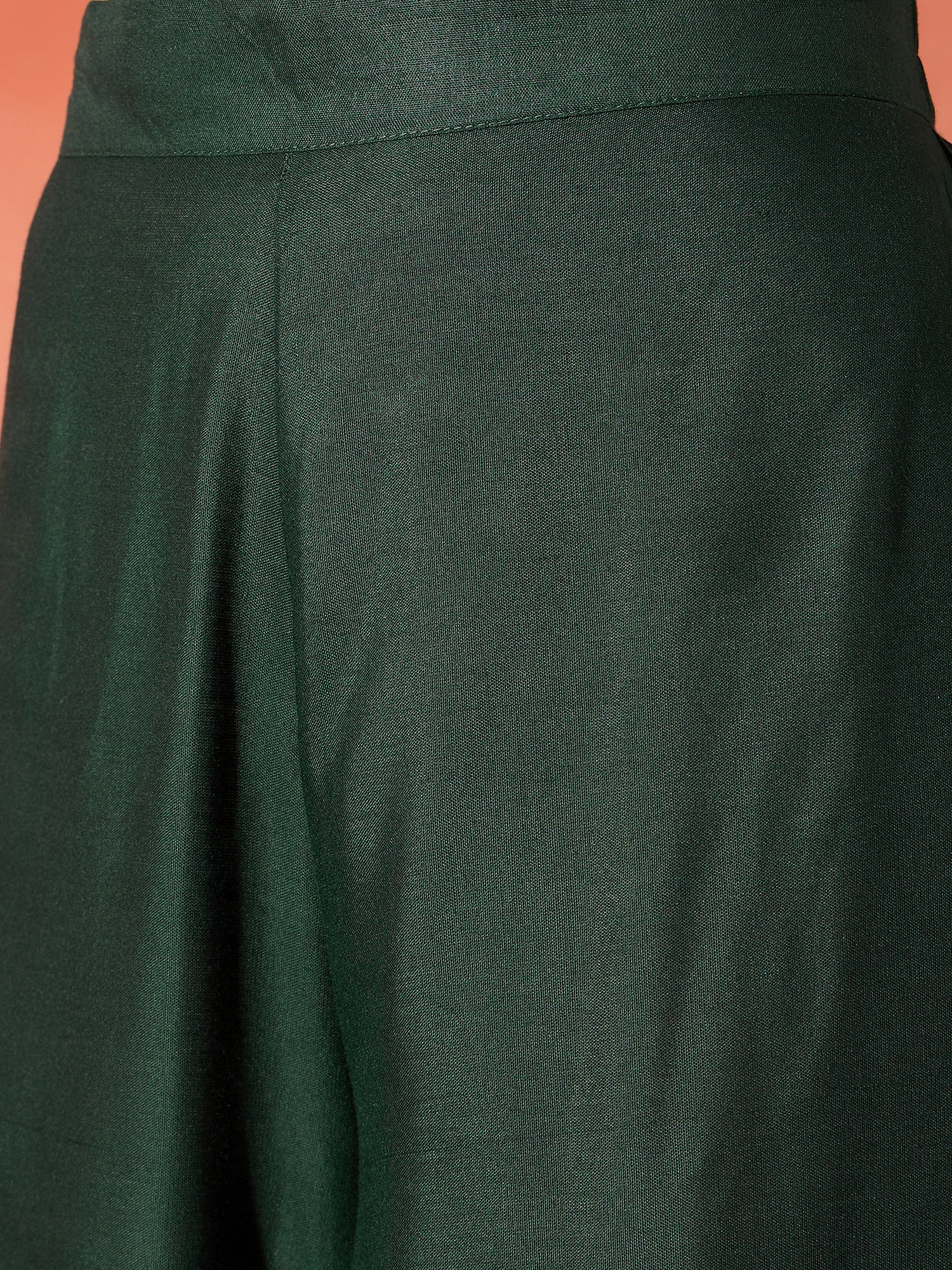Dark Green Manderian Neck High Low Kurta Set