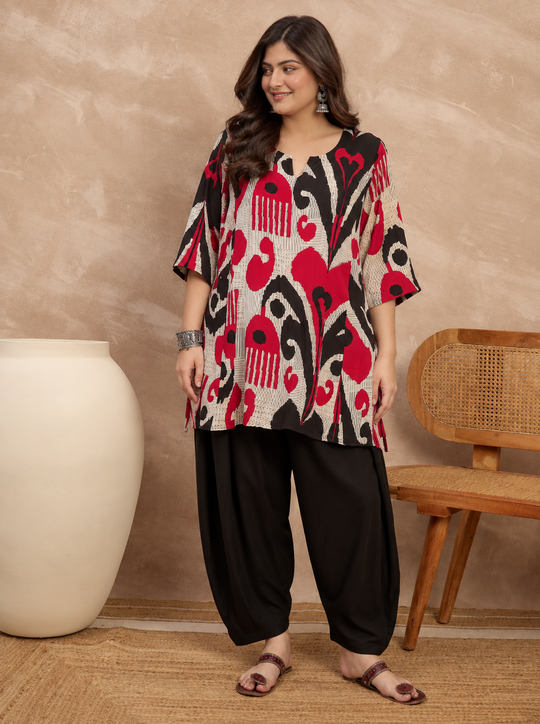 Beige Maroon Ikat Balloon Co-OdS