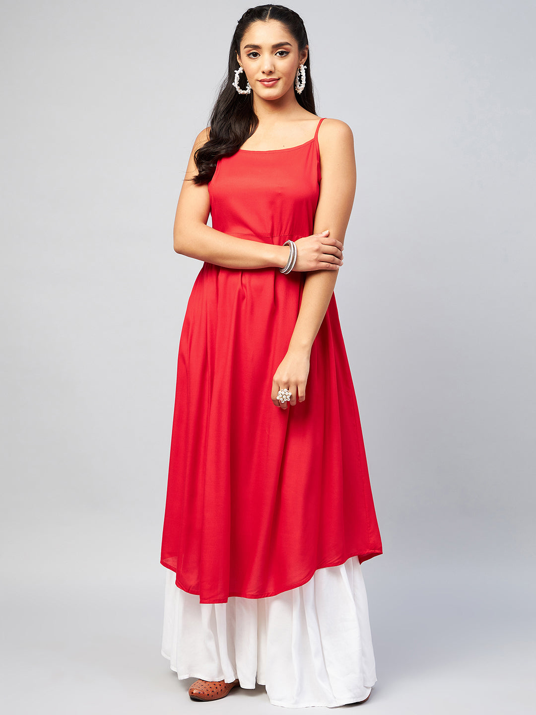 Solid Red Strappy Kurta