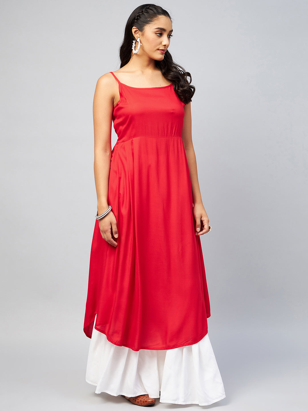 Solid Red Strappy Kurta