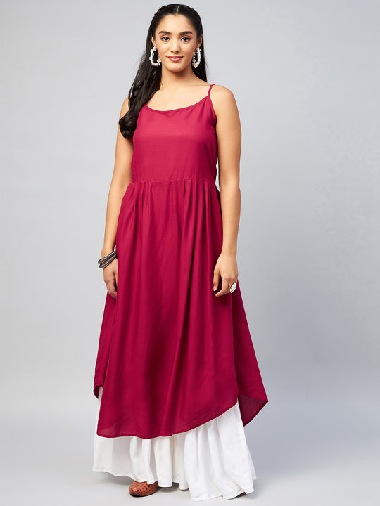 Solid Maroon Strappy Kurta