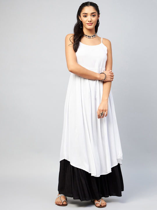 Solid White Strappy Kurta
