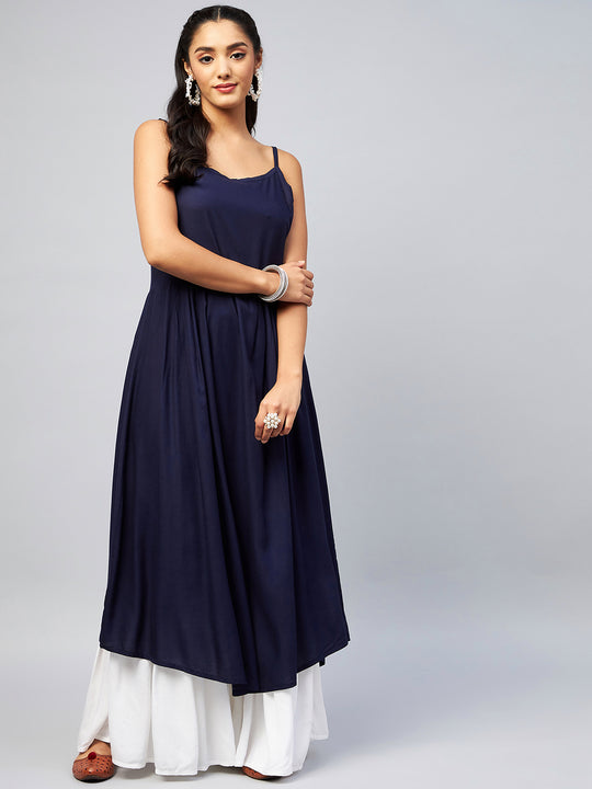 Navy Blue Strappy Kurta