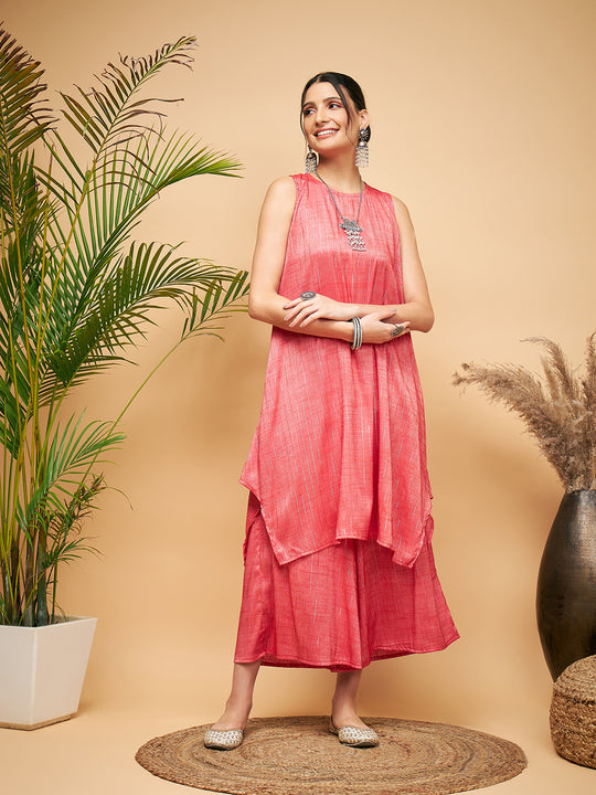 Red Lurex Short Kurta