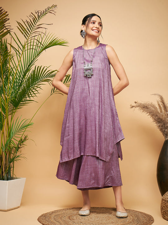 Mauve Lurex Short Kurta