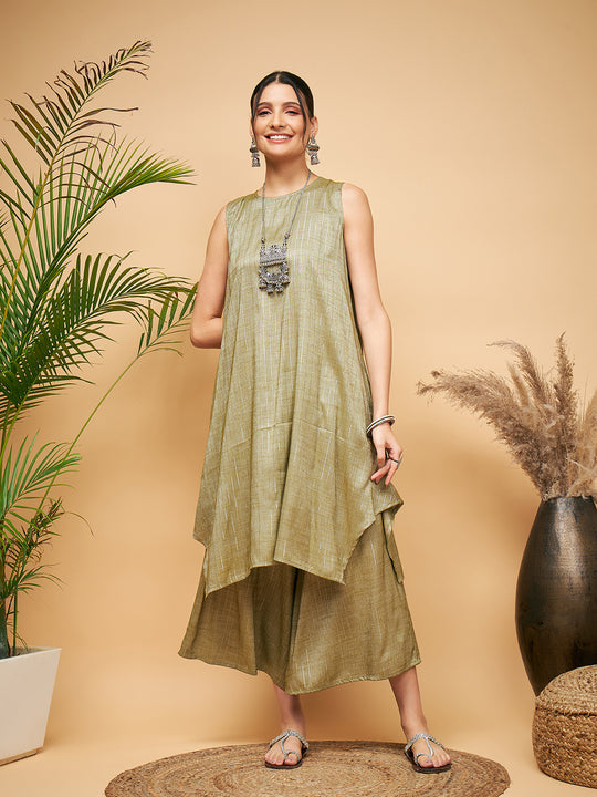 Olive Lurex Short Kurta